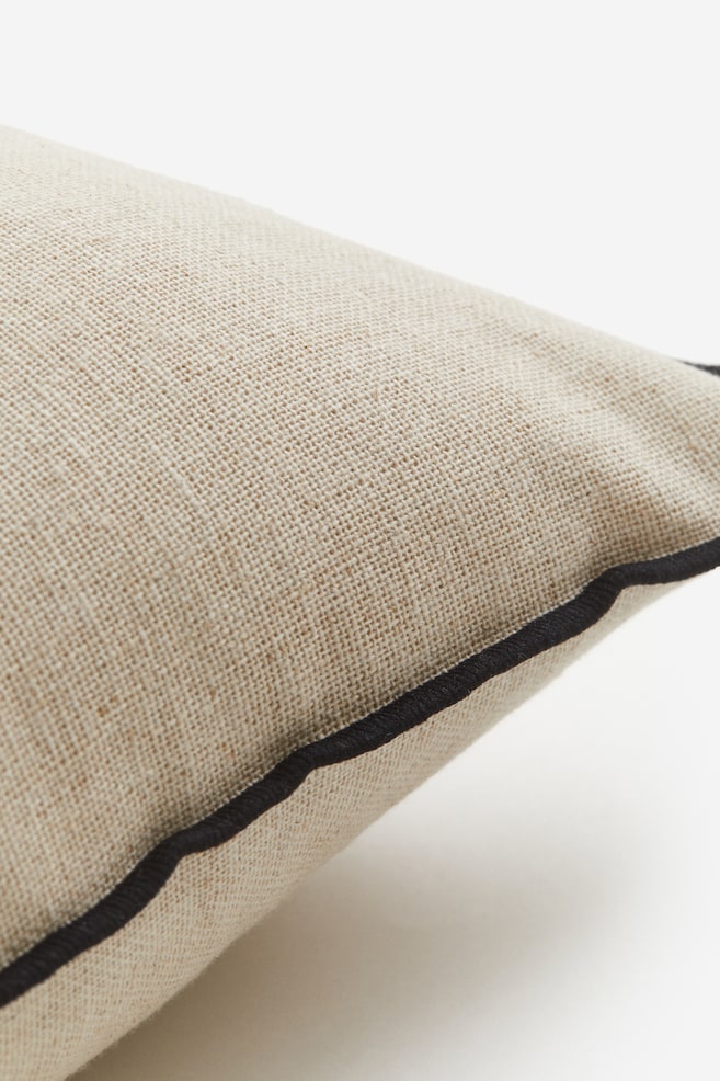 Linen-blend cushion cover - Beige - 2