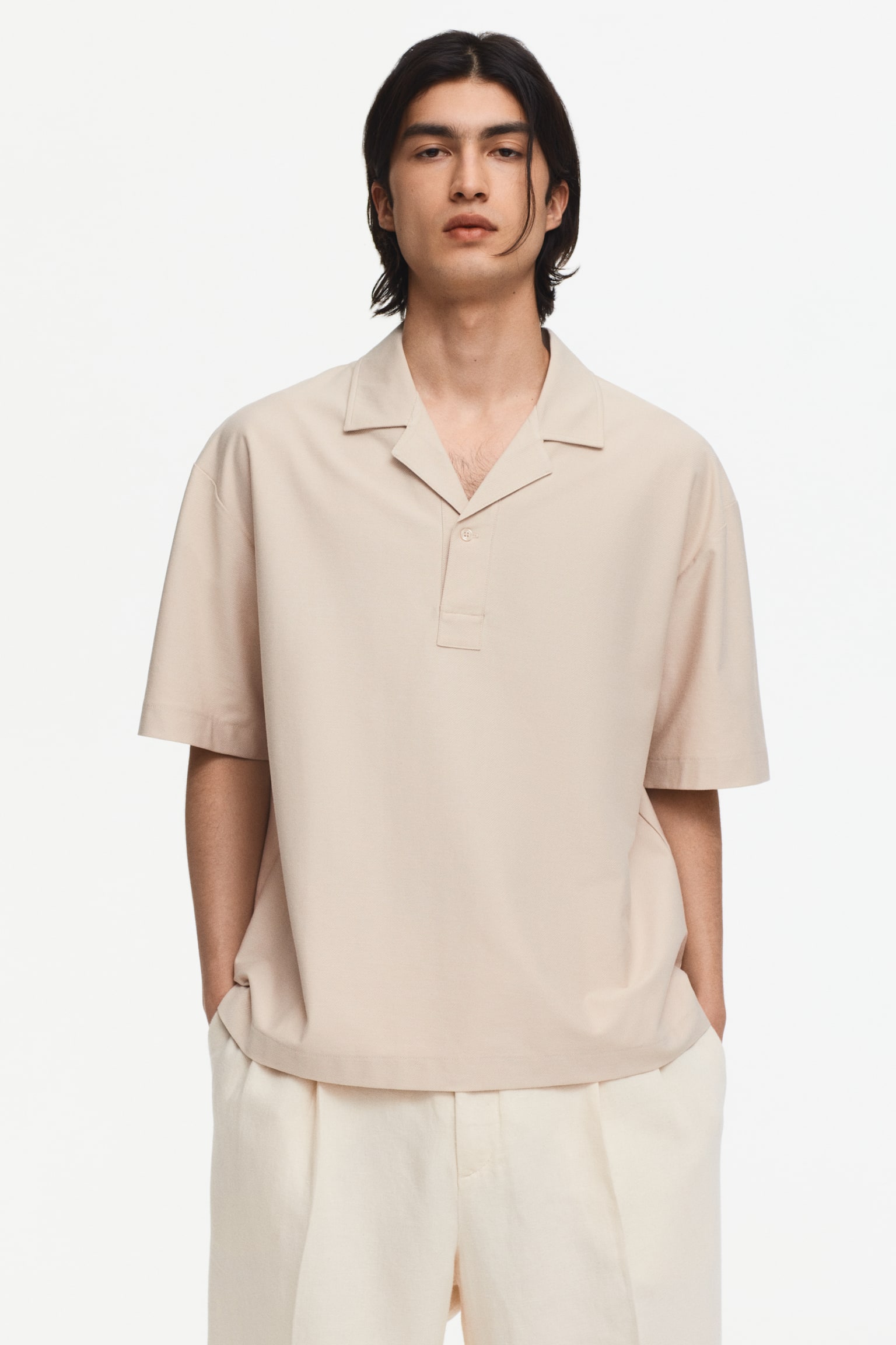 Loose Fit Polo shirt - Beige/Dark brown/Black/White/Pink/Black - 1