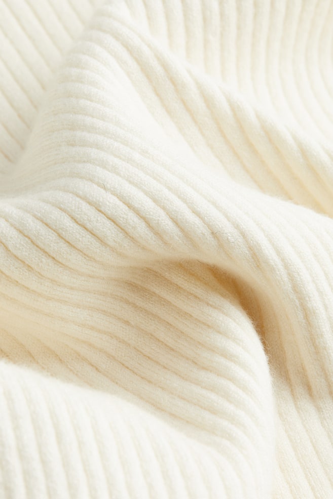 Rib-knit off-the-shoulder top - Cream/Cream/Black striped - 6