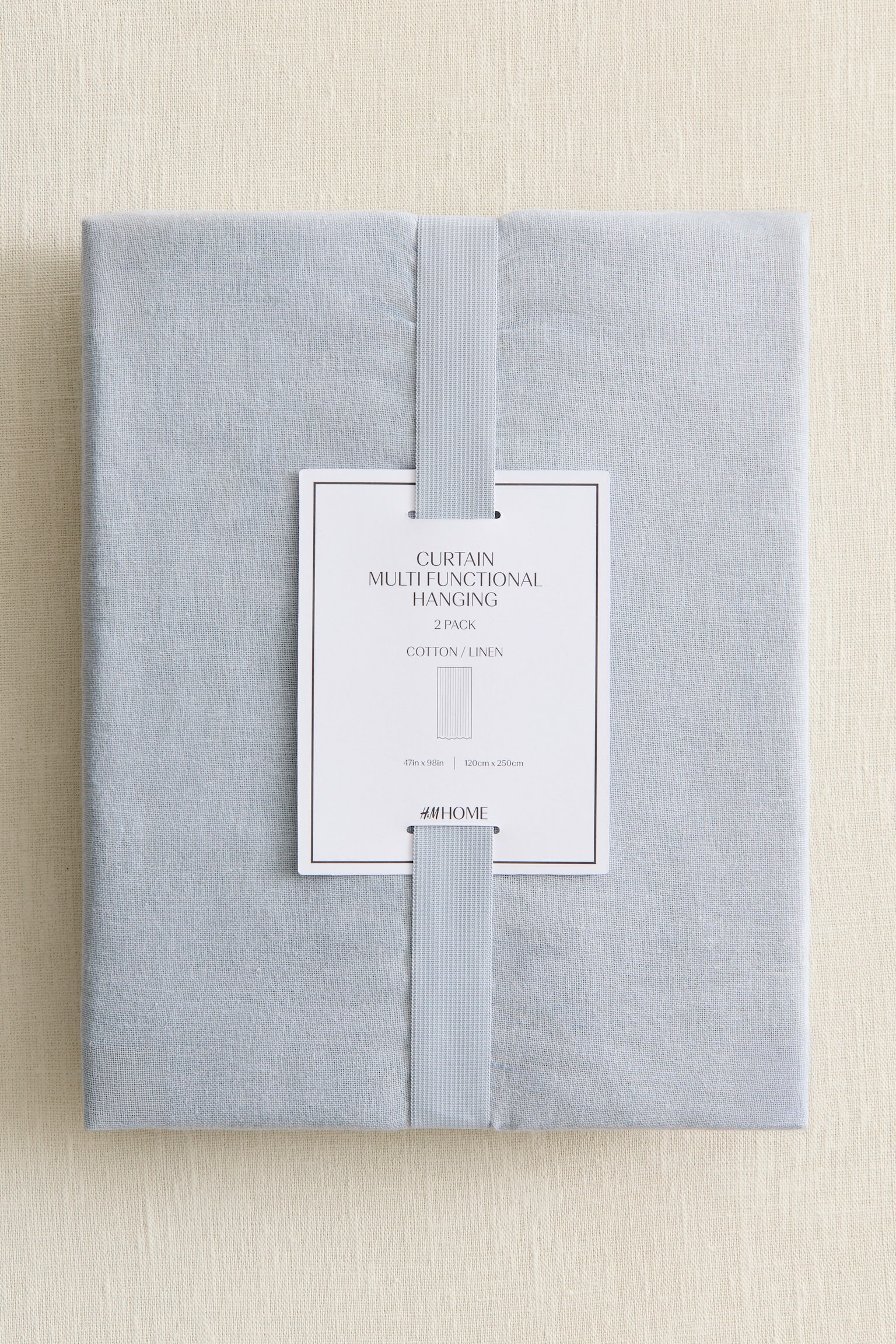 2-Pack Linen-Blend Curtain Panels - Light blue/Beige/White/Beige/Sage green - 4