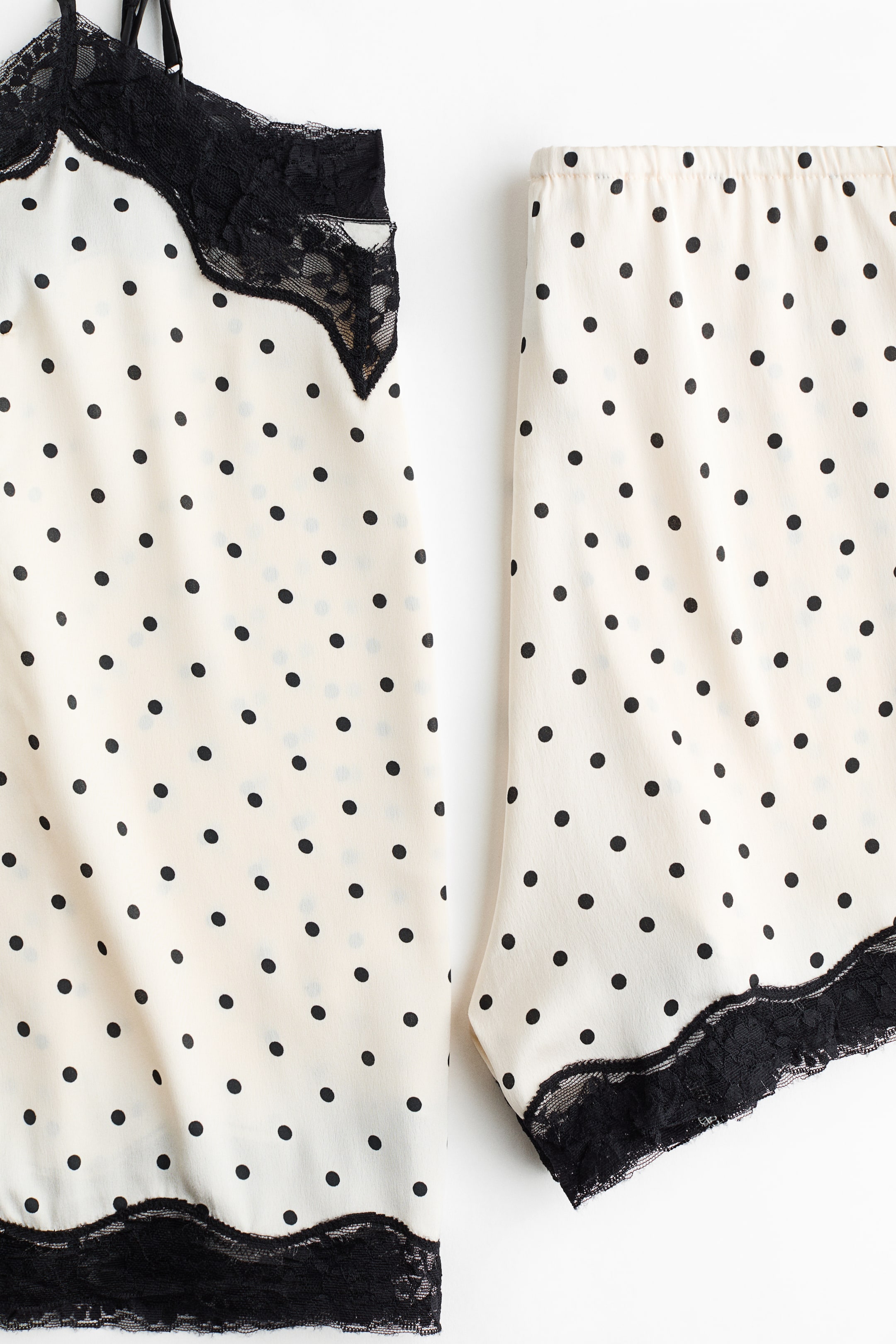 Lace-Trimmed Satin Pajamas