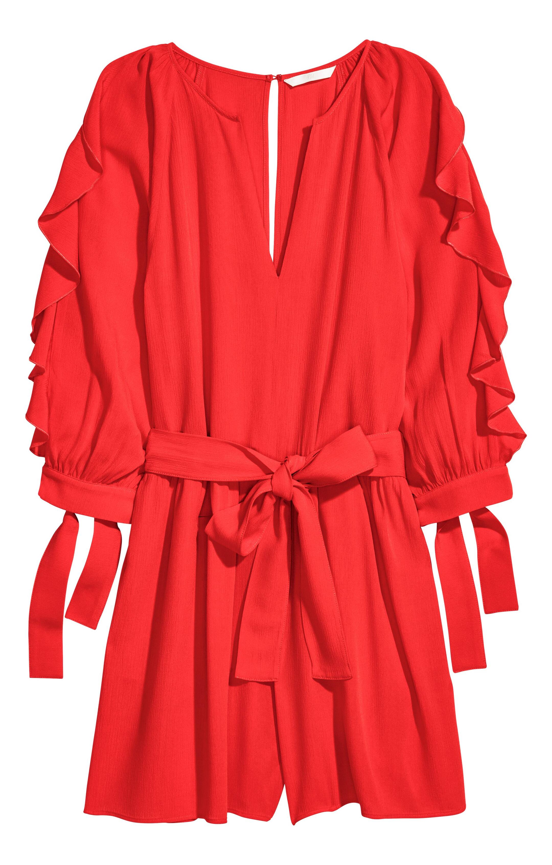 View larger image: Playsuit with balloon sleeves - Red - Ladies | H&M CA 1