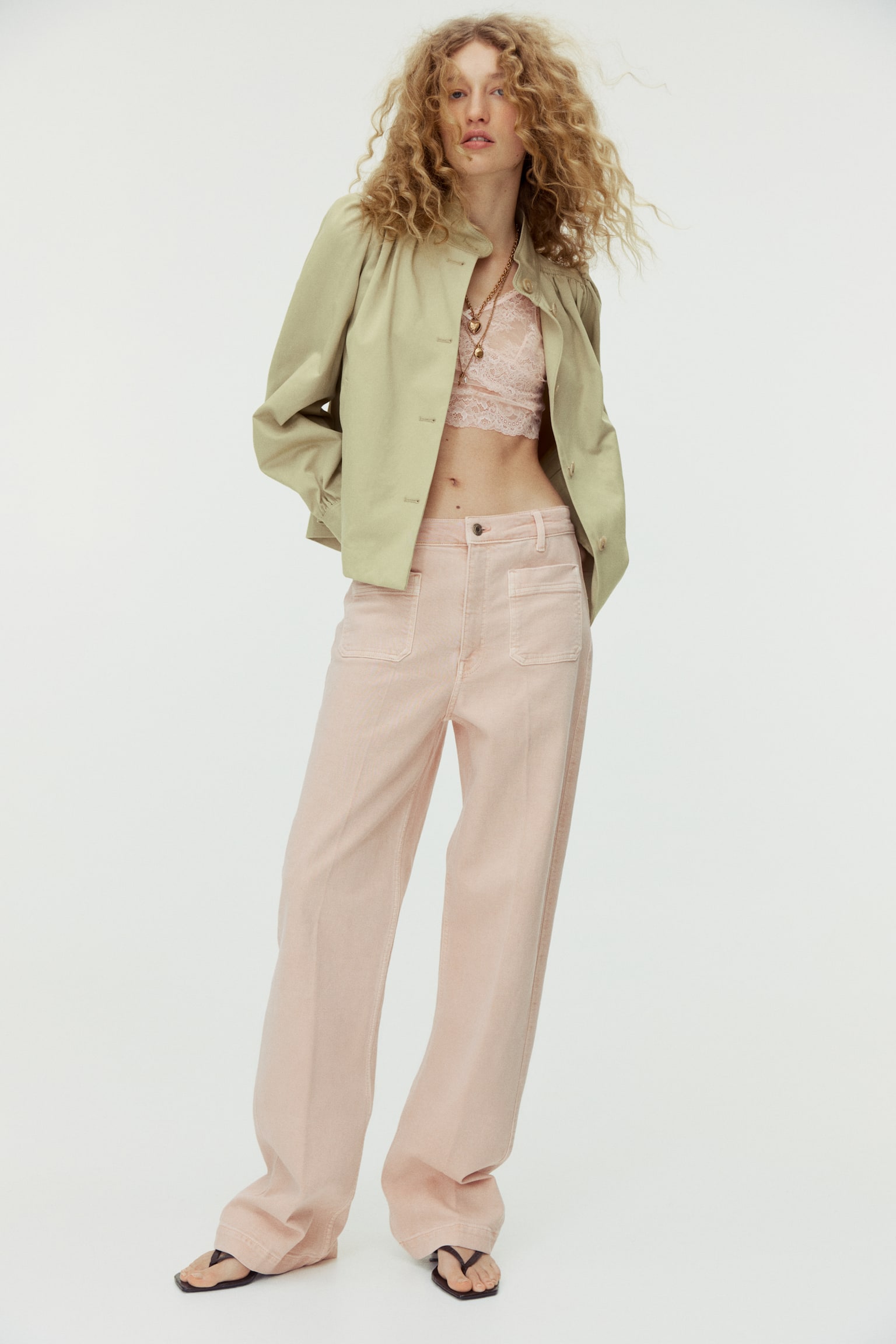 Wide High Jeans - Powder pink/Dark brown/Dark denim blue/Navy denim blue/White/Light red/Light denim blue - 4