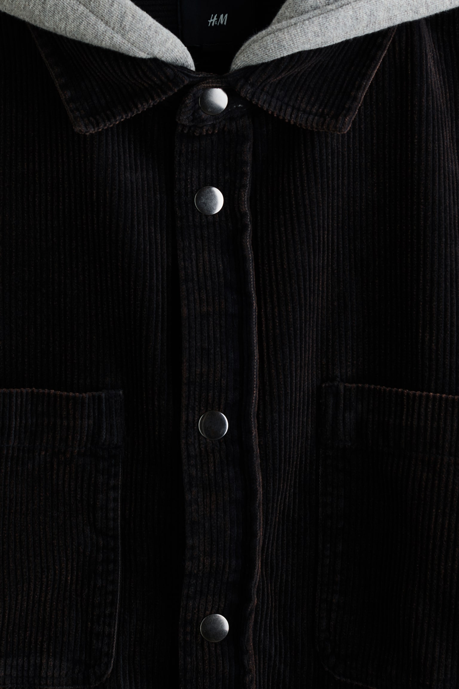 Мужская рубашка H&M Corduroy Overshirt, цвет: Угольный серый — фото 7