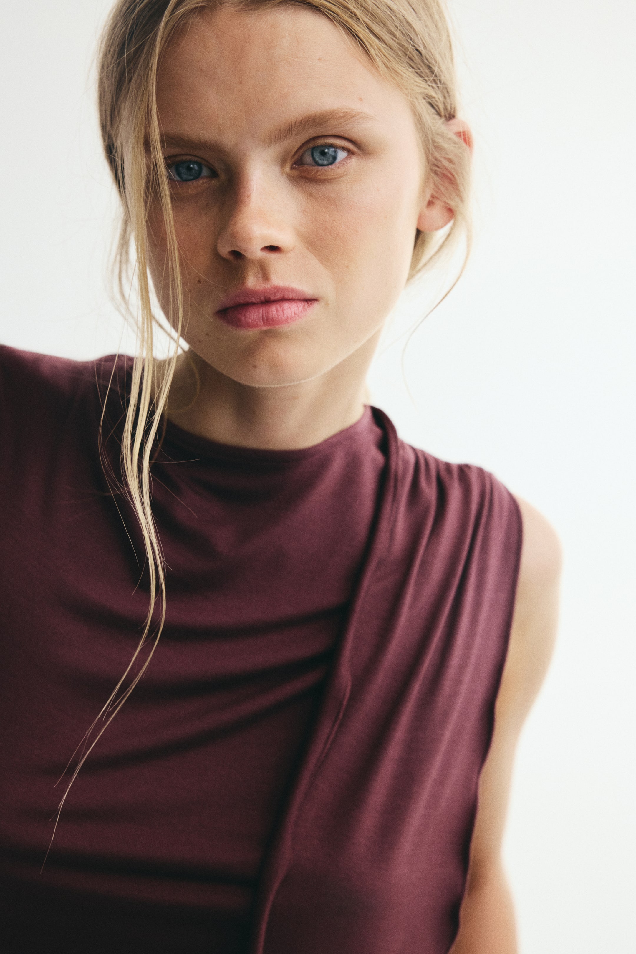 Draped-Panel Viscose Top
