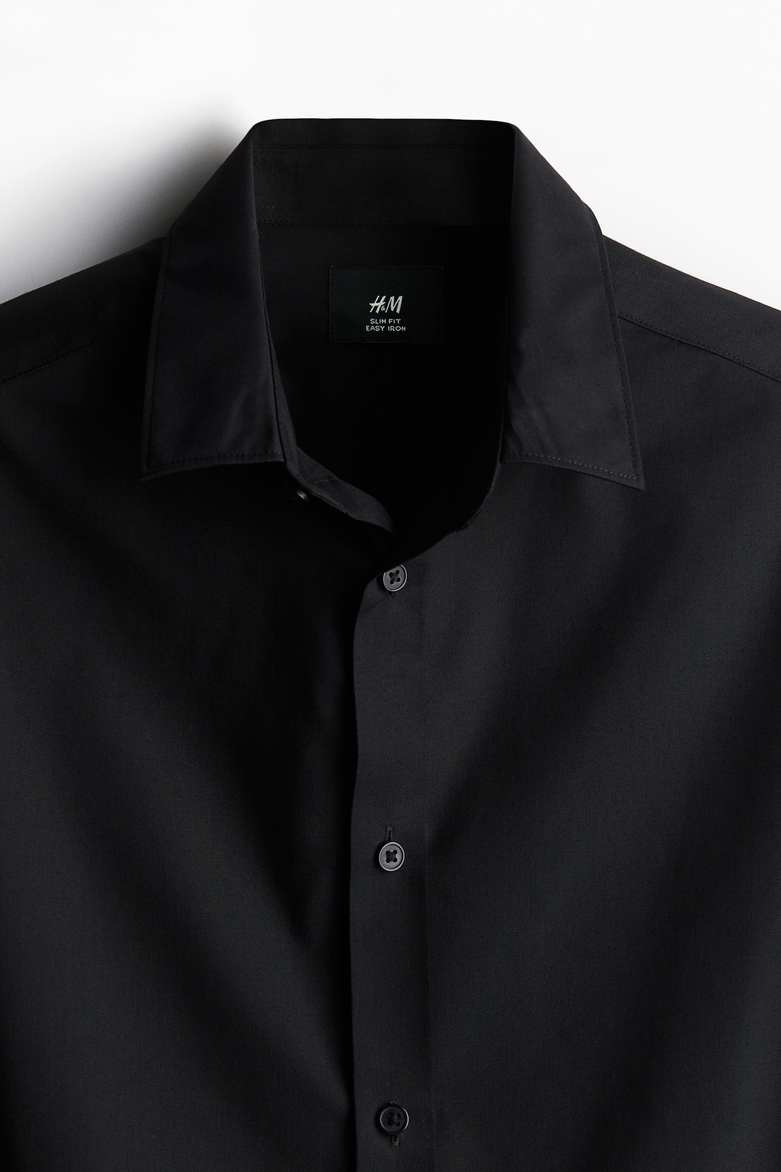 Мужская рубашка H&M Slim Fit Easy-iron, цвет: Чёрный — фото 5