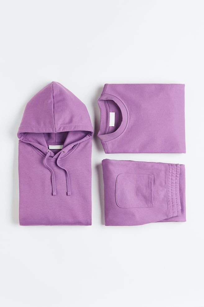 Oversized Fit Cotton hoodie - Deep lilac/Black/Burgundy/Old pink - 3