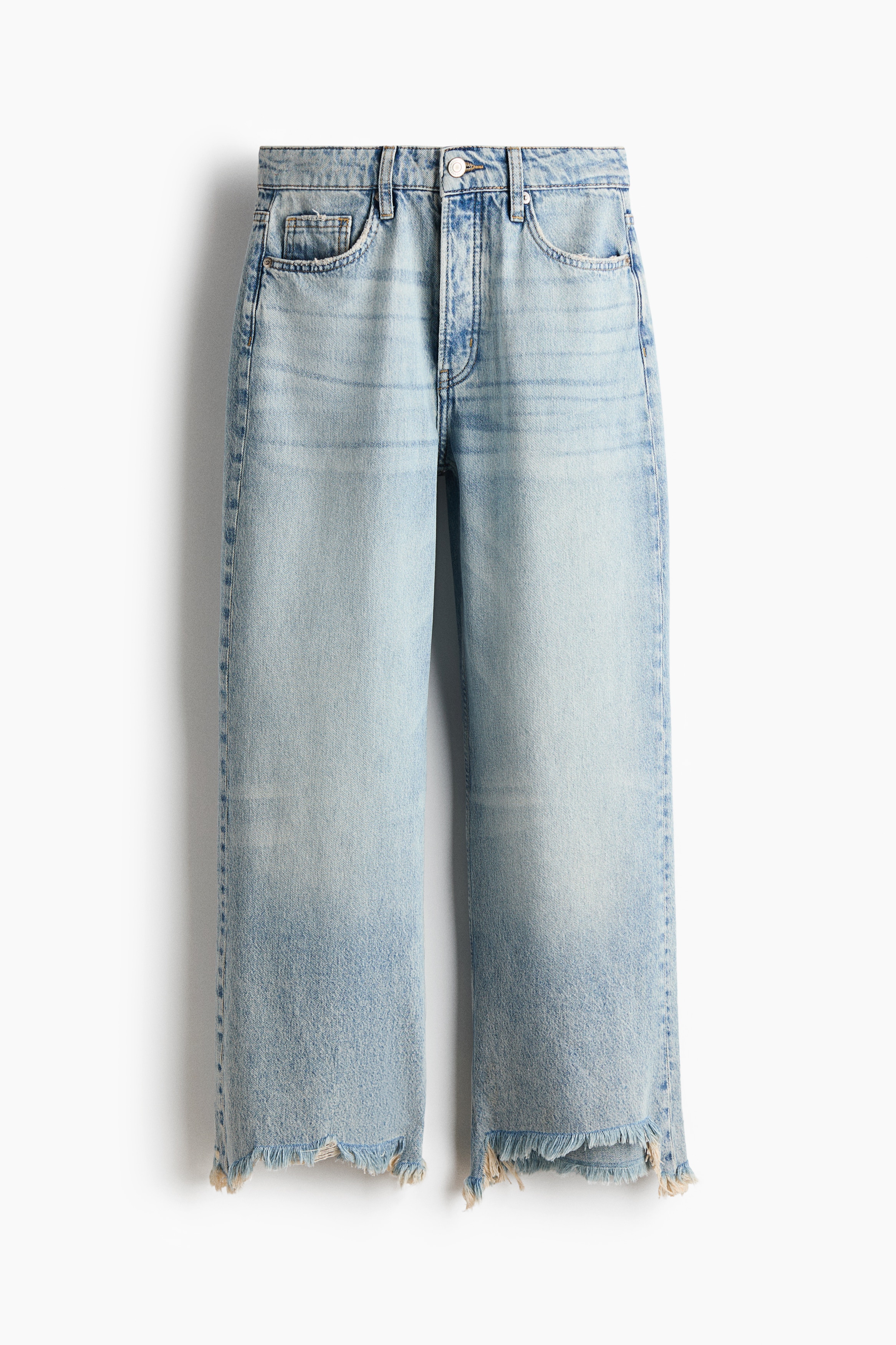 Wide High Waist Ankle Jeans - Albastru-denim deschis/Albastru-denim închis