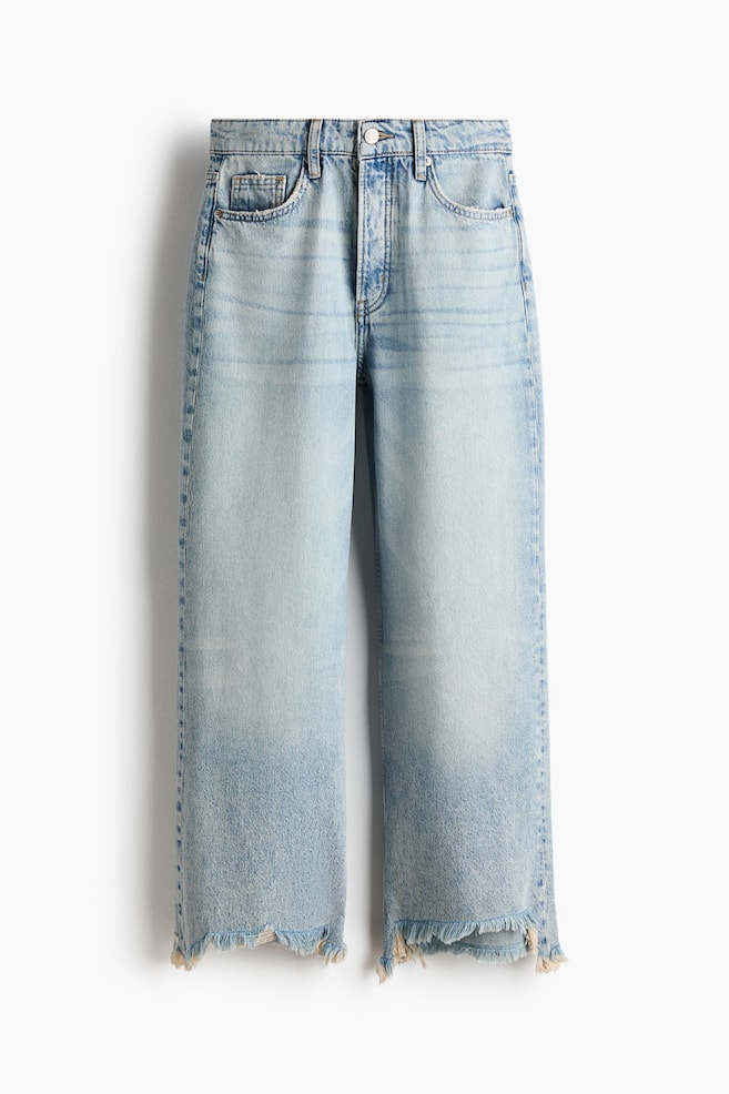 Wide High Waist Ankle Jeans - Light denim blue - 1