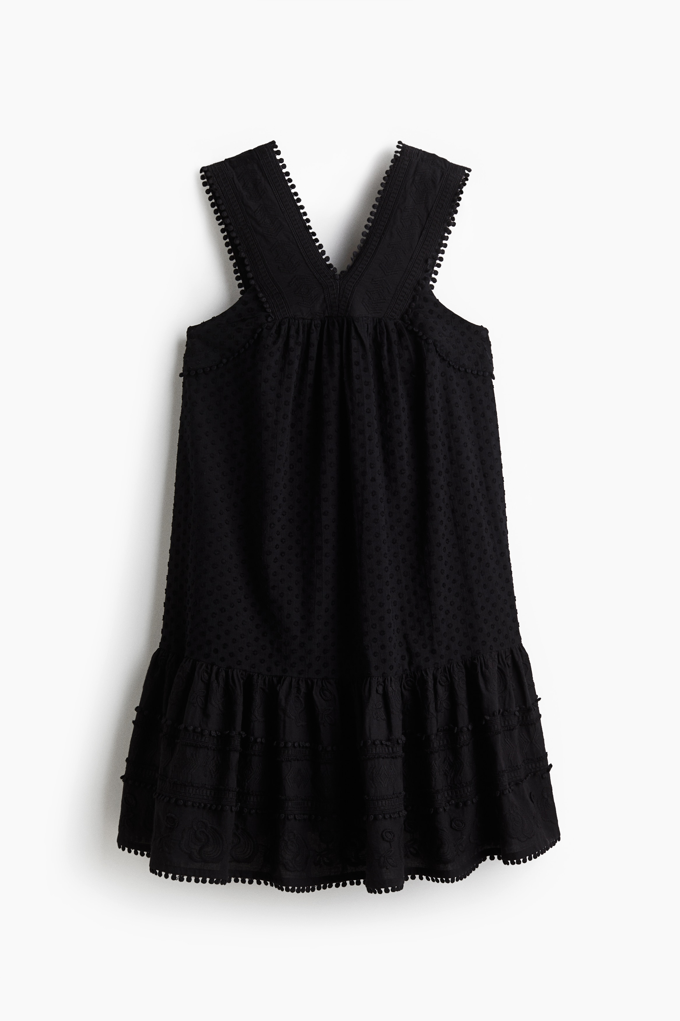 Embroidered cotton dress - Black/Cream