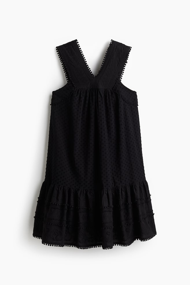 Vestido bordado de algodón - Negro/Crema - 1