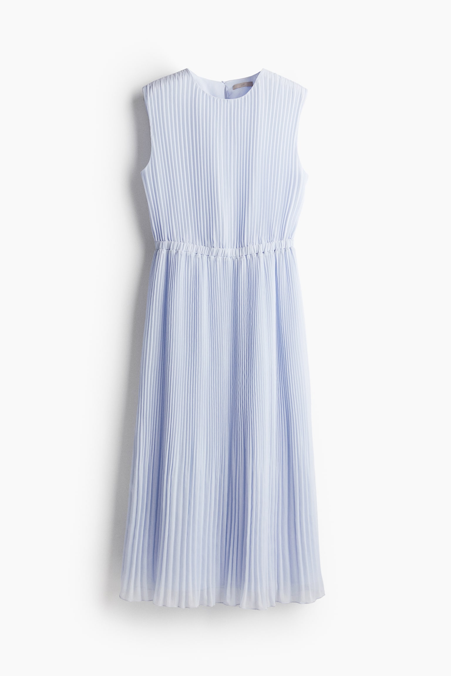 Sleeveless Plissé Dress - Light blue - 1