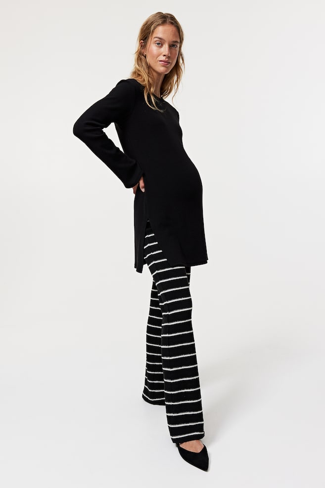 MAMA Before & After ribbed jersey tunic - Black/Cream - 1