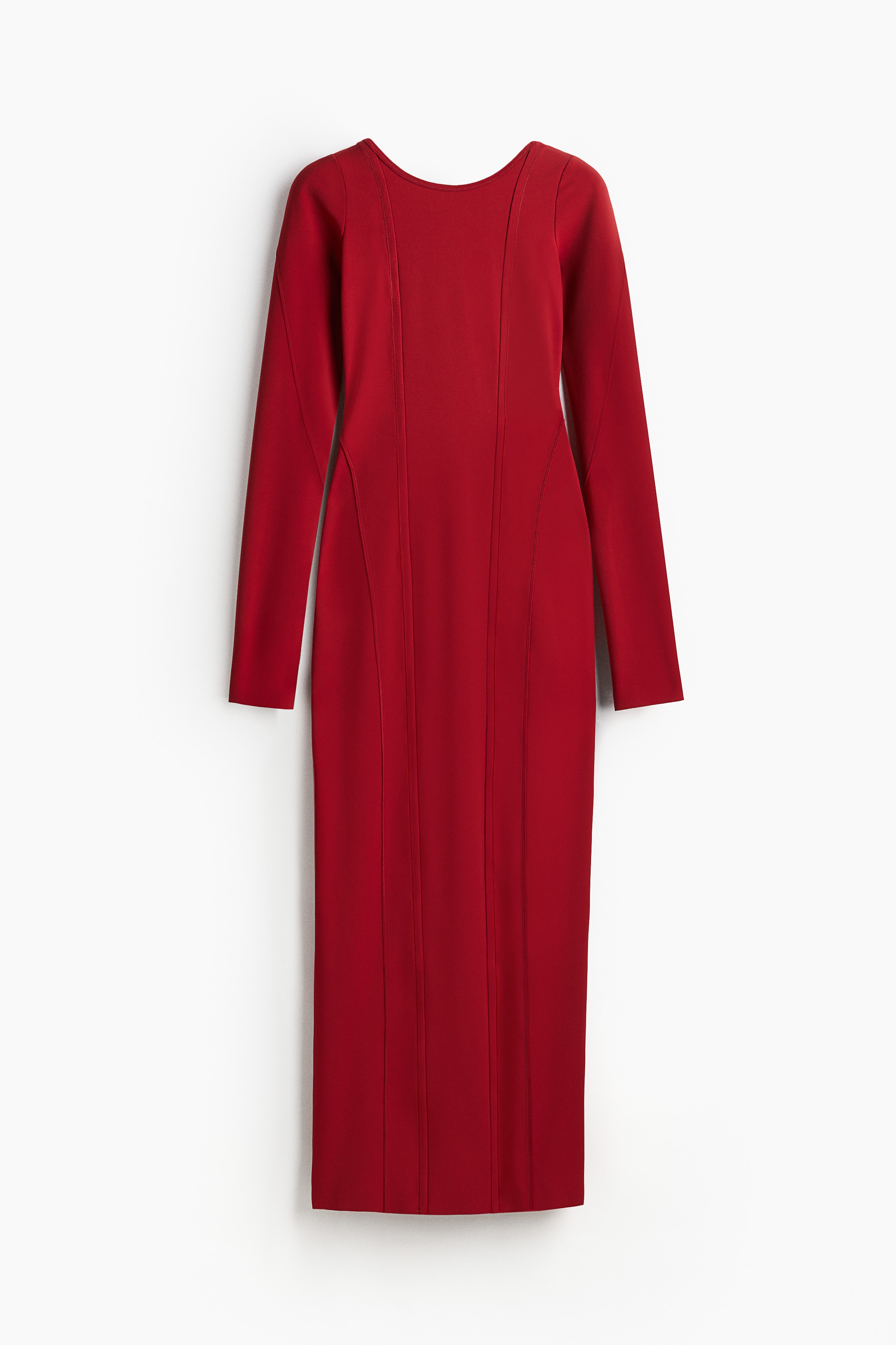 H & M - Langes figurbetontes Kleid - Rot - Damen