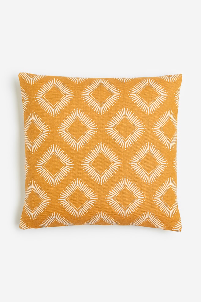 Patterned cushion cover - Yellow/White/White/Dark grey/Rust brown/White - 1