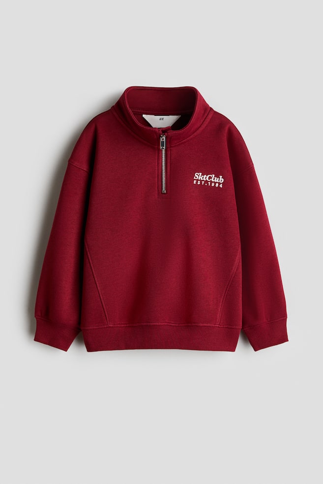 Half-Zip Brushed-Inside Sweatshirt - Dark red/Gray melange/CA/Dark blue/Light taupe/New York City - 1
