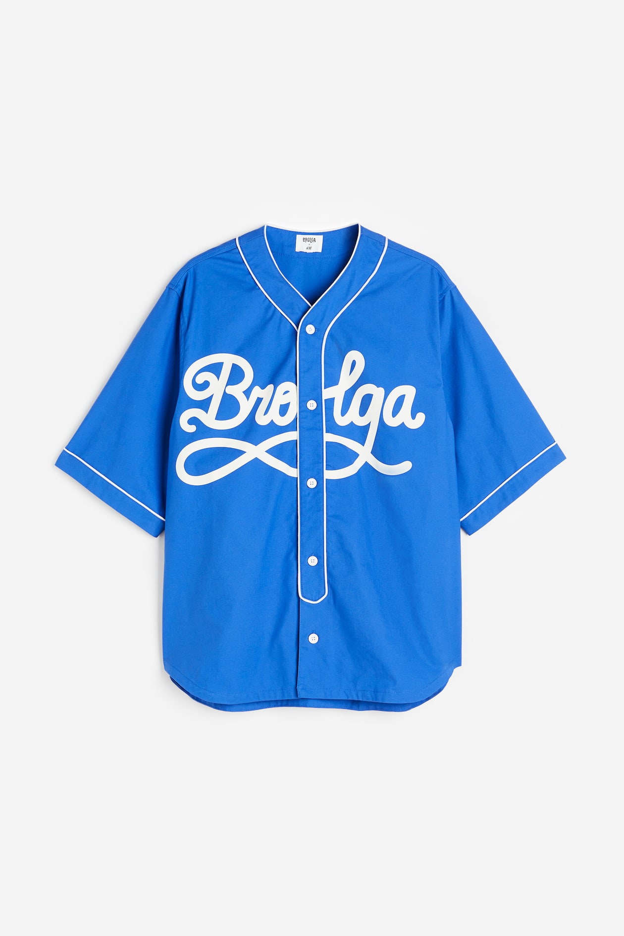 Printed baseball shirt Blue/Brolga Men H&M