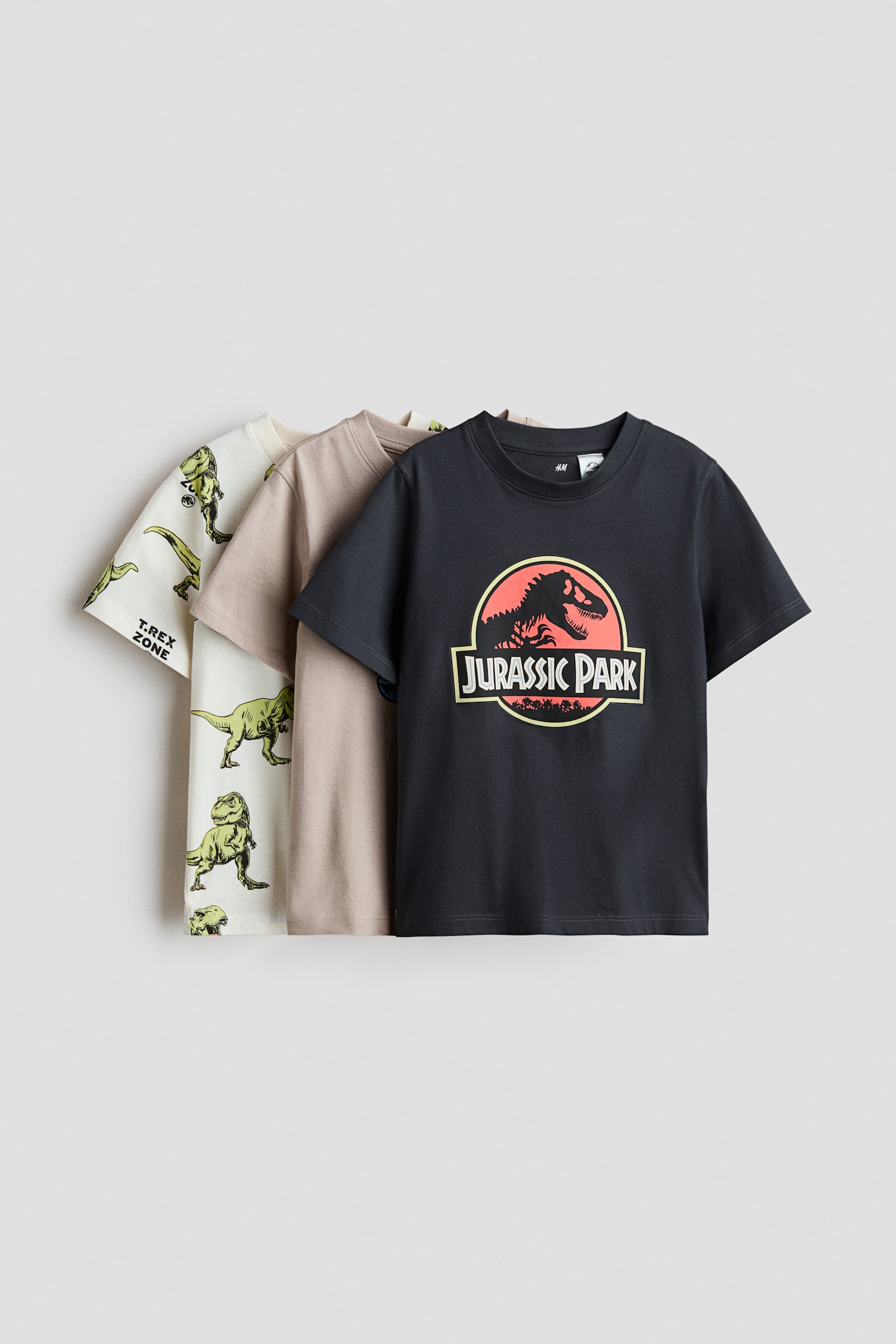 Lot de 3 T-shirts imprimés - Gris foncé/Jurassic World/Blanc/Hot Wheels/Crème/La Pat' Patrouille/Vert/Minecraft/Crème/Mickey/Rouge/Marvel Comics - 1