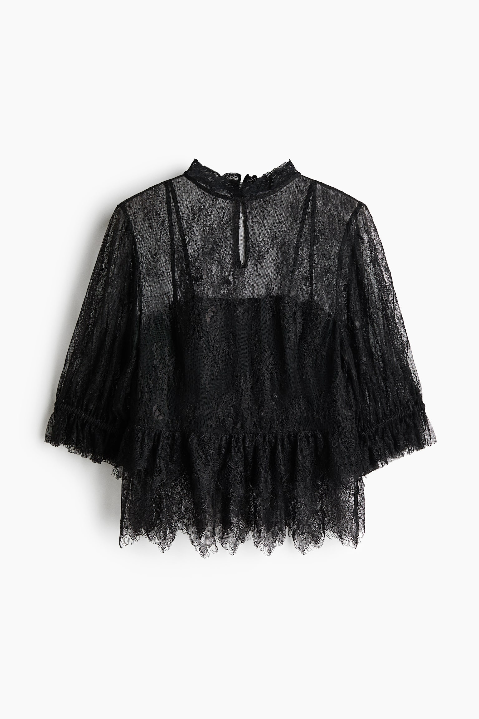 Женская блузка H&M Lace Blouse, цвет: Чёрный — фото 1