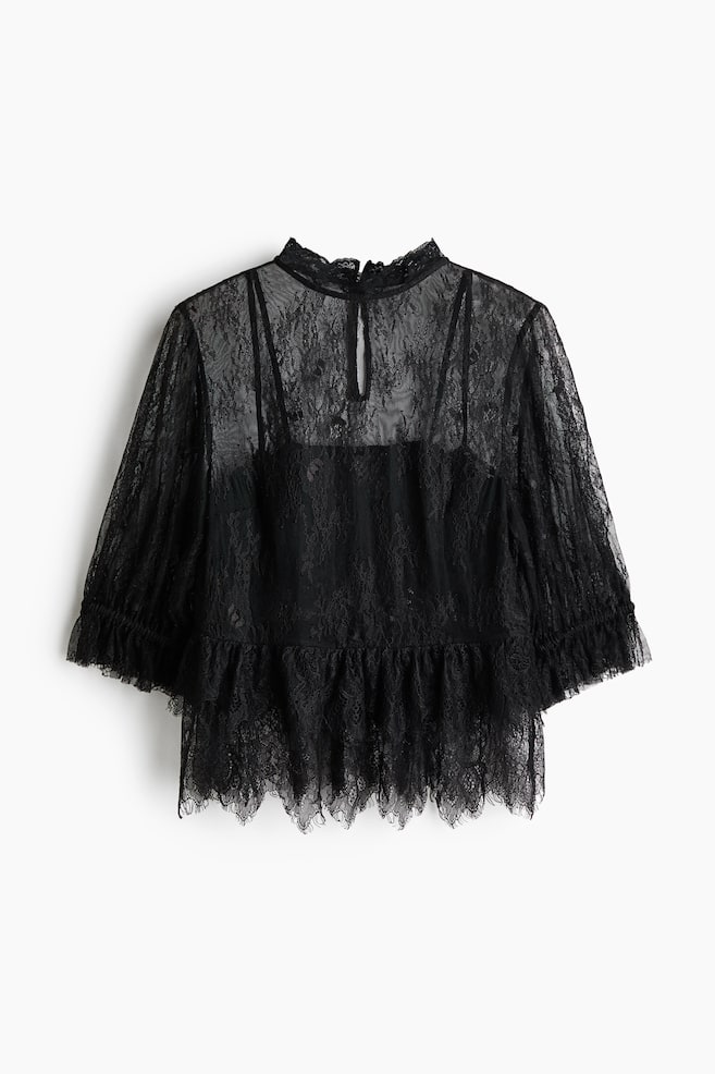 Lace Blouse - Black - 1