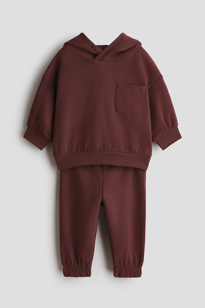 2-piece cotton sweatshirt set - Brown/Light blue - 1