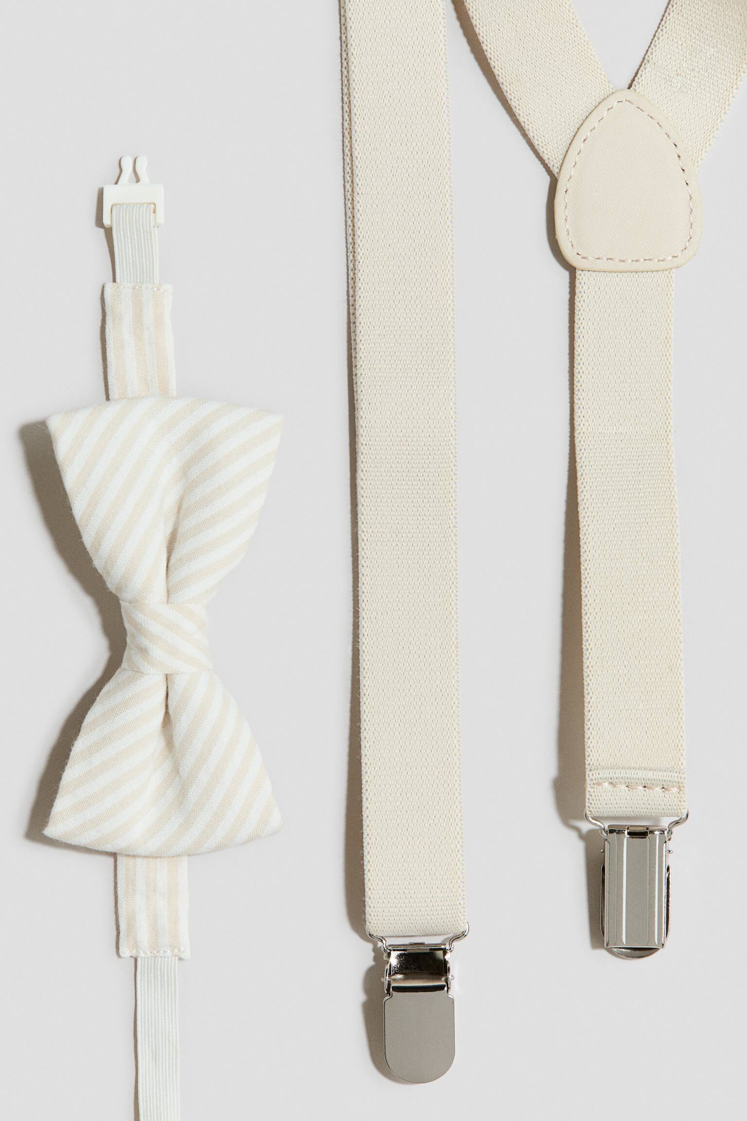 2-piece bow tie and braces set - Light beige - 2