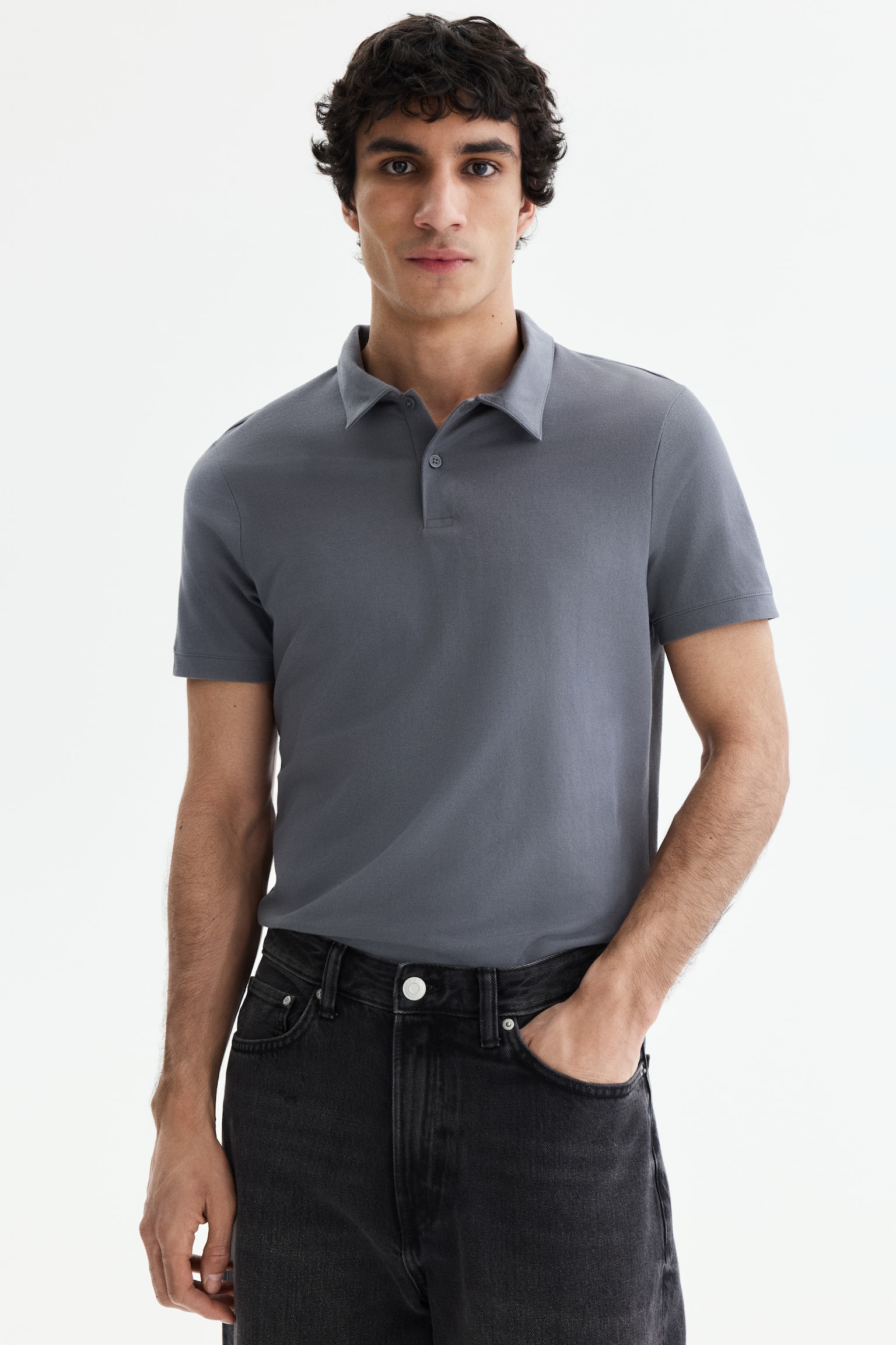 COOLMAX® Slim Fit Polo shirt - Grey/White/Black/Teal - 1