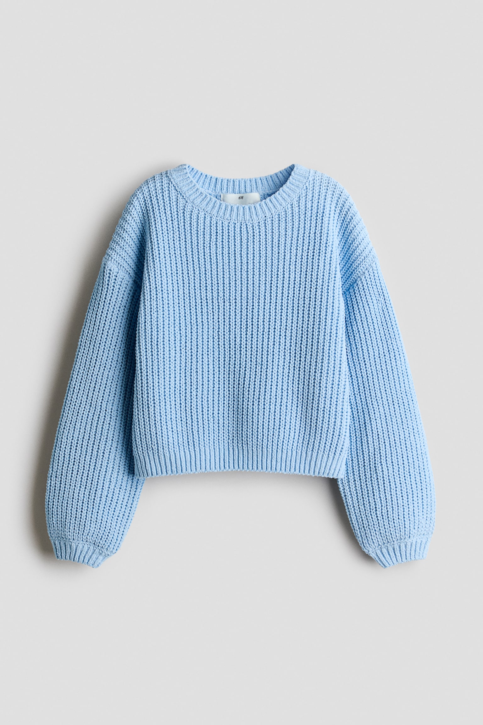 Chenille-knit jumper - Blue/Cream