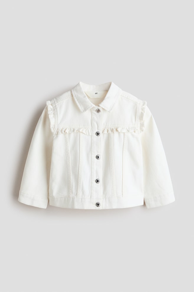 Frill-trimmed twill jacket - Crema/Lilla - 1