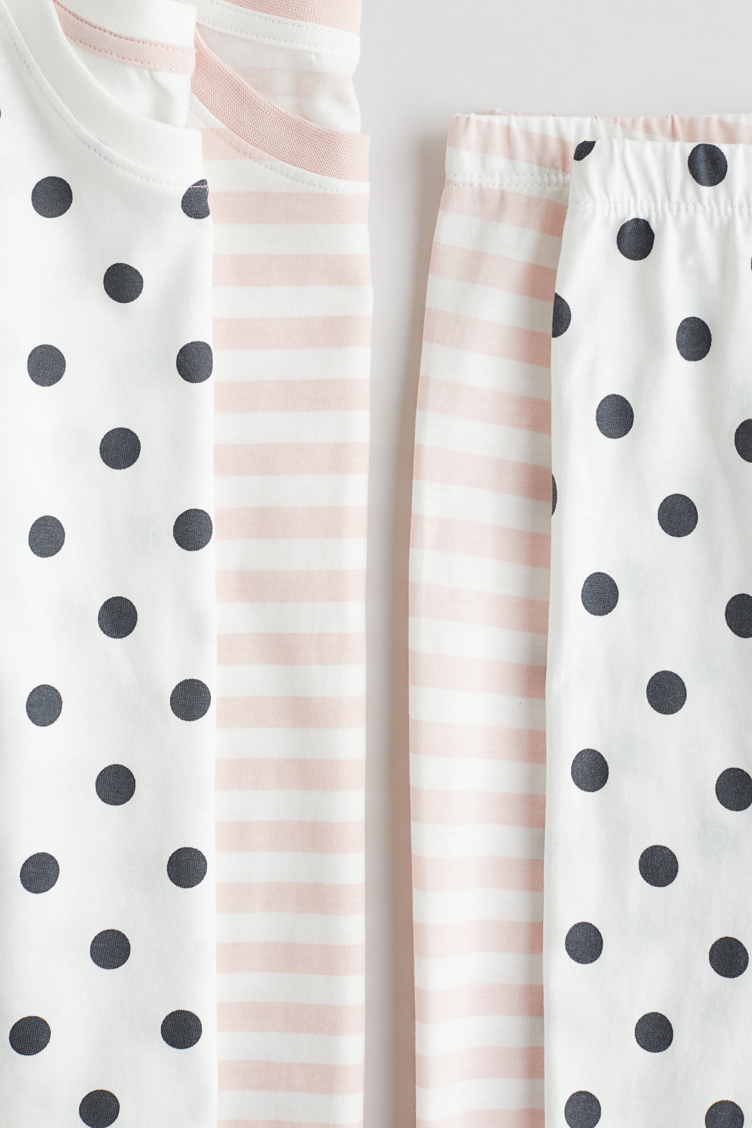 2-pack cotton jersey pyjamas - White/Spots/Light blue/Floral - 2