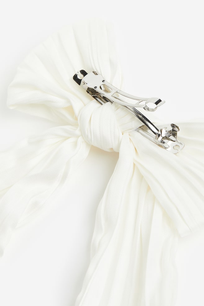Bow-detail hair clip - White - 3