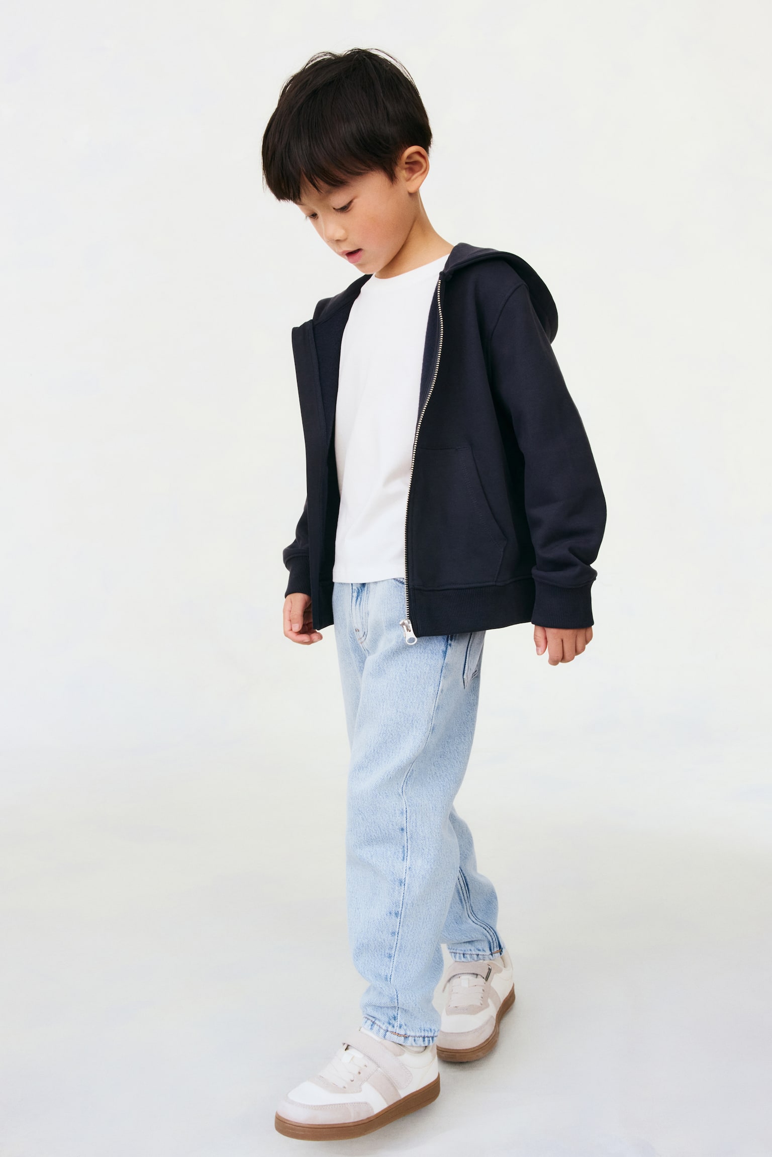 Jean effilé en coton mélangé - Bleu denim clair/Gris foncé/Bleu denim/Bleu denim foncé