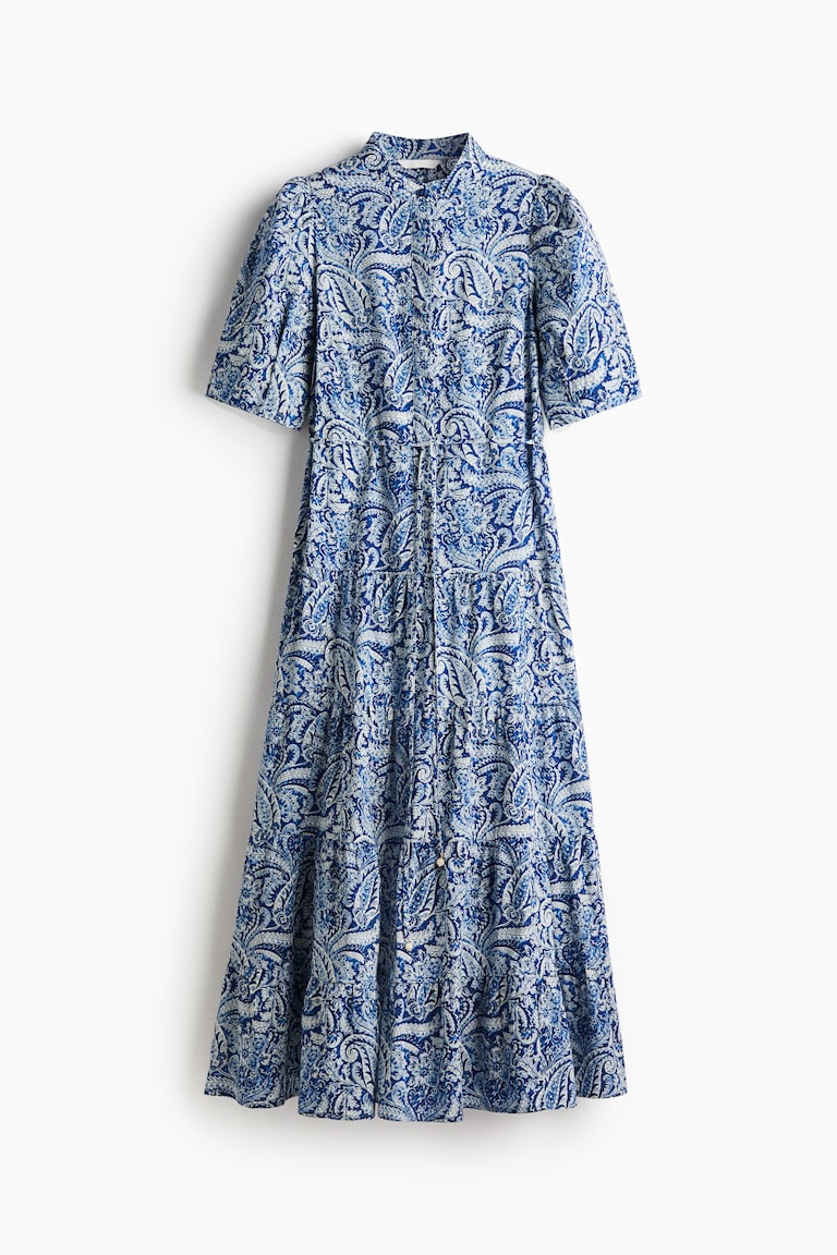 printed cotton dress h&m Women's Black Bubble-Hem Cotton Dress