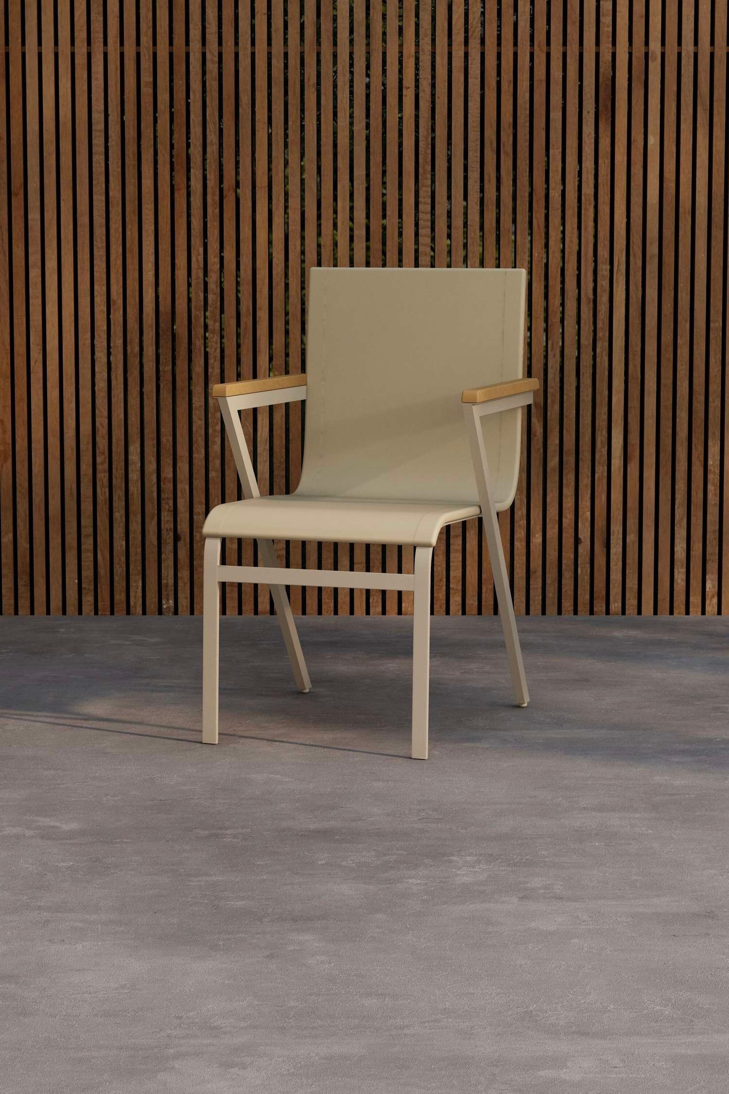 Mexico Esszimmerstuhl 6er-set - Aluminium, Beige