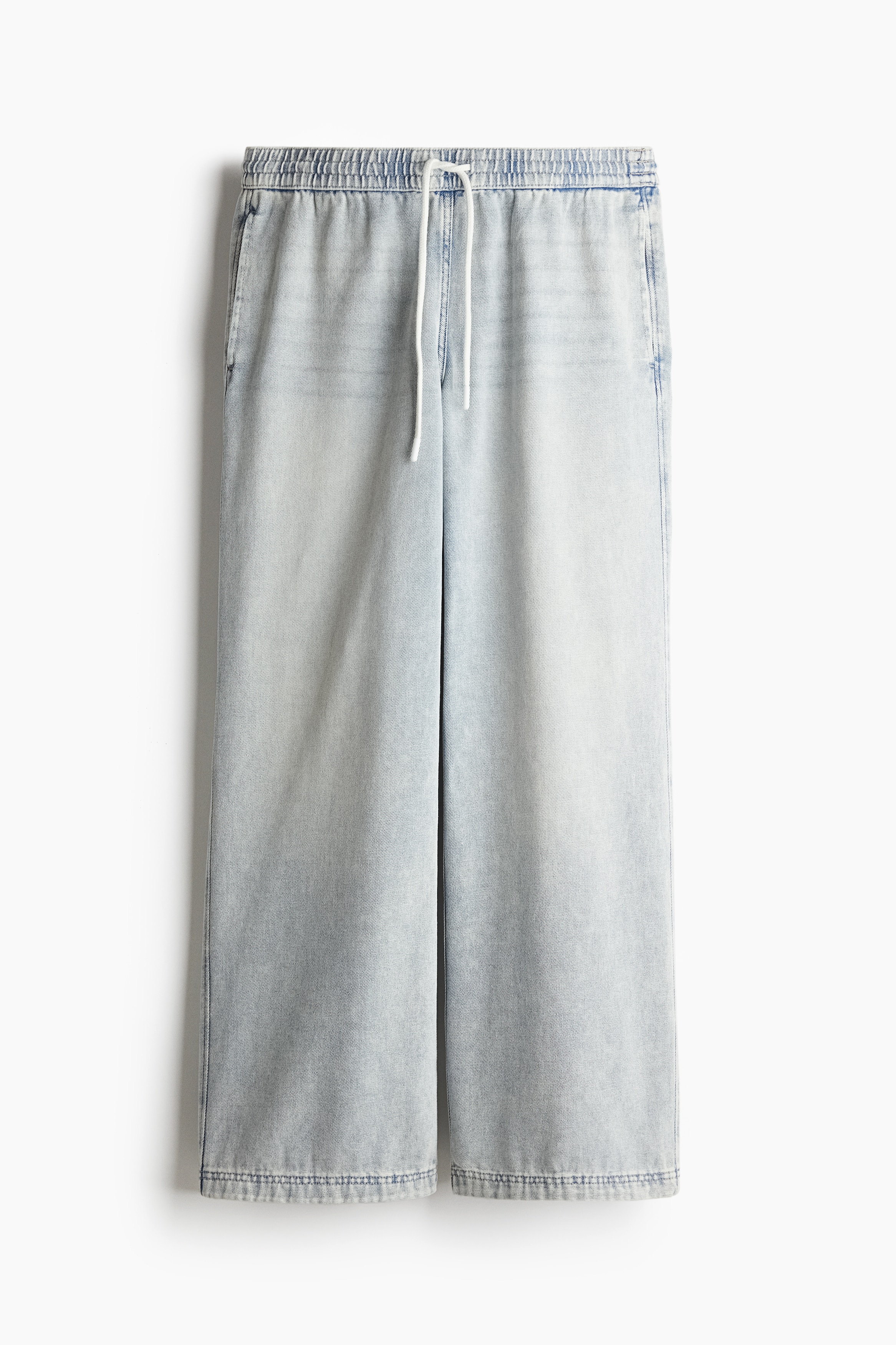 Pantalon en denim avec taille élastique - Bleu denim clair