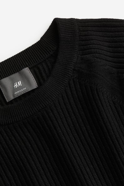 Muscle Fit Knit Sweater - Black - Men | H&M US