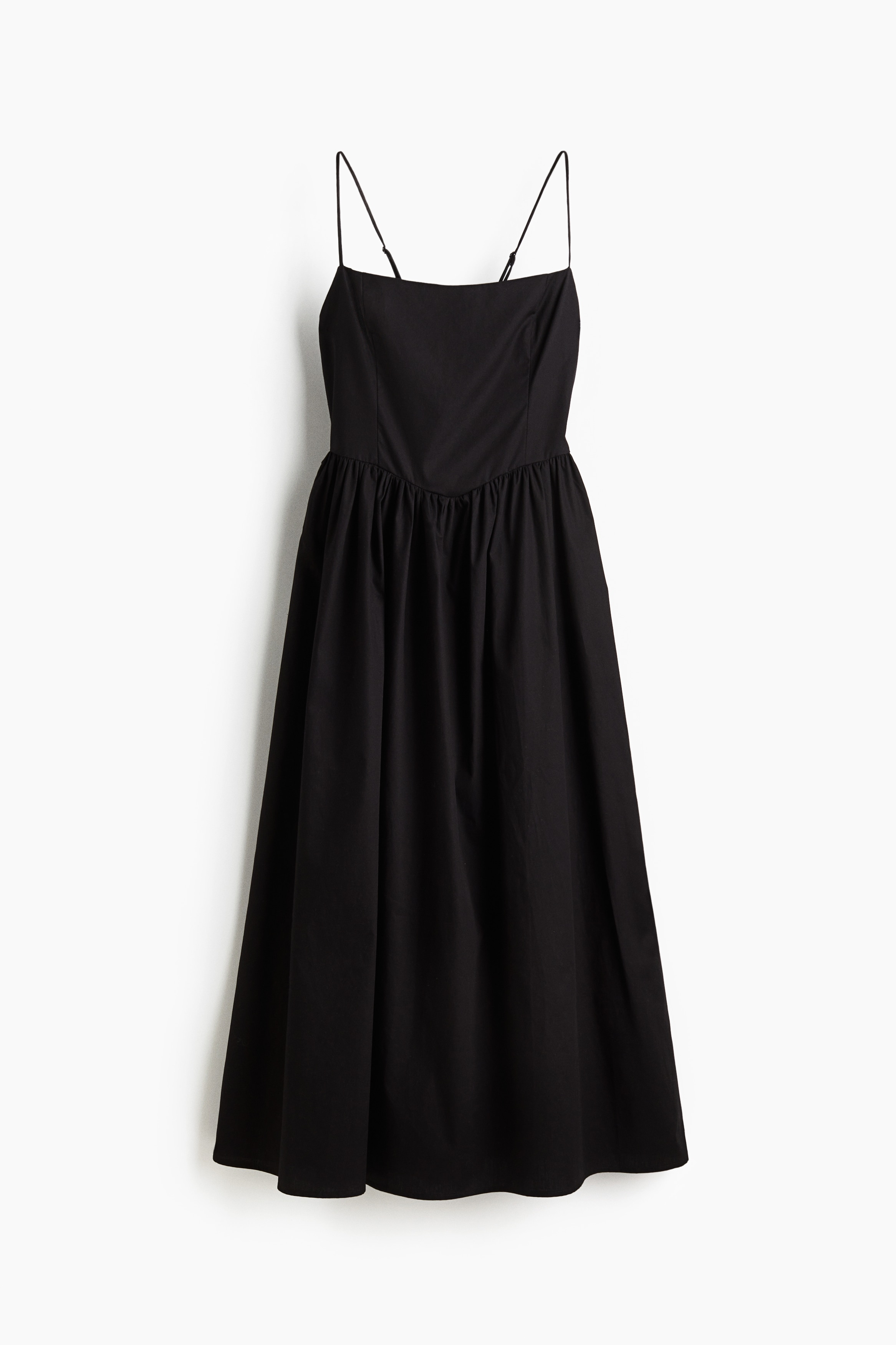 Vestido de alças em algodão - Preto/Branco/Limões/Branco/Limões