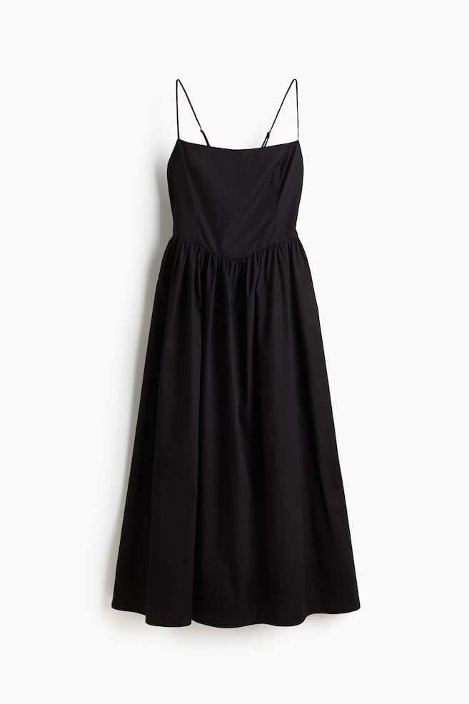 Cotton strappy dress - Black/White/Lemons - 1
