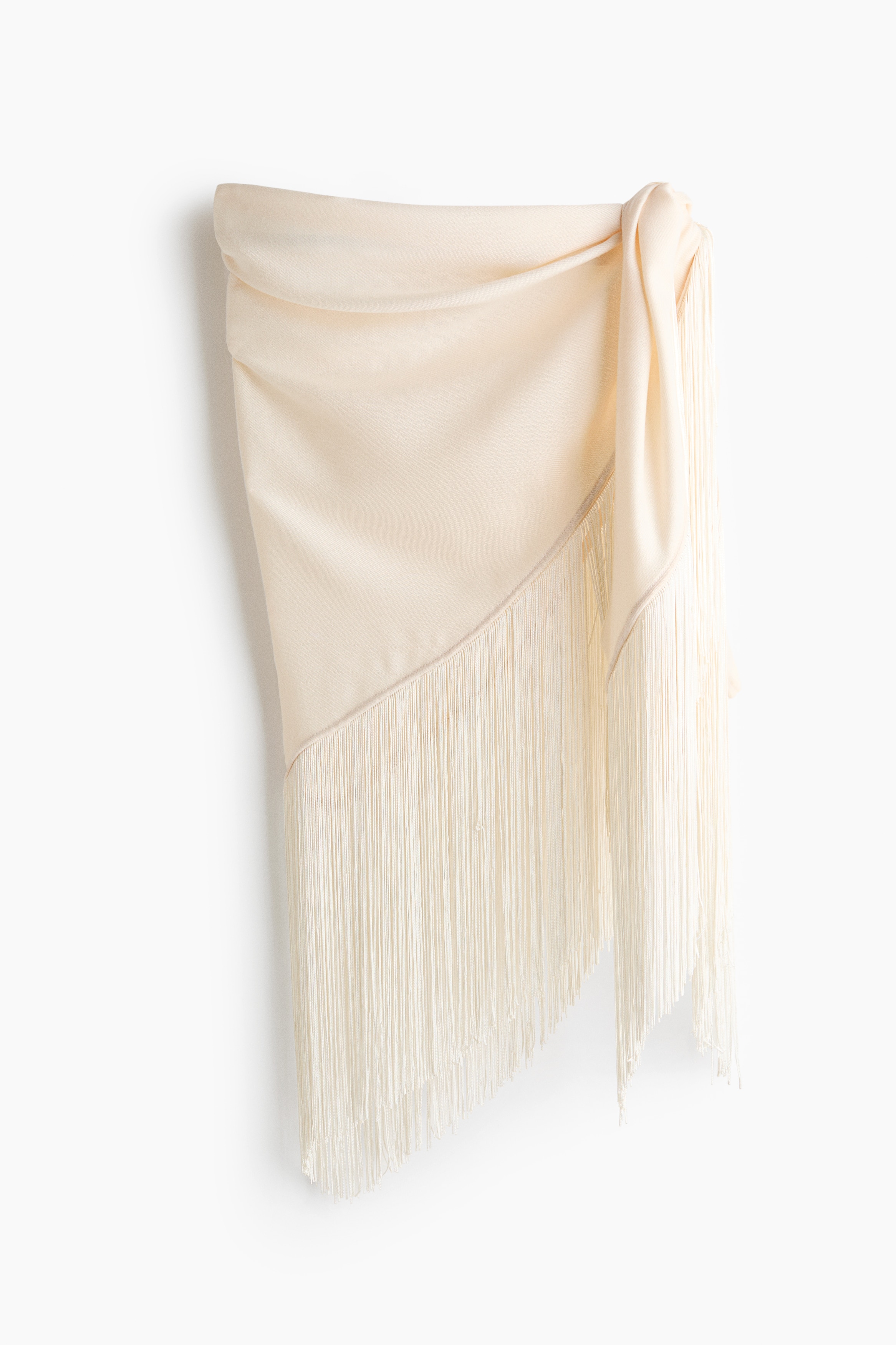 Fringe-Trimmed Scarf - Cream/Black