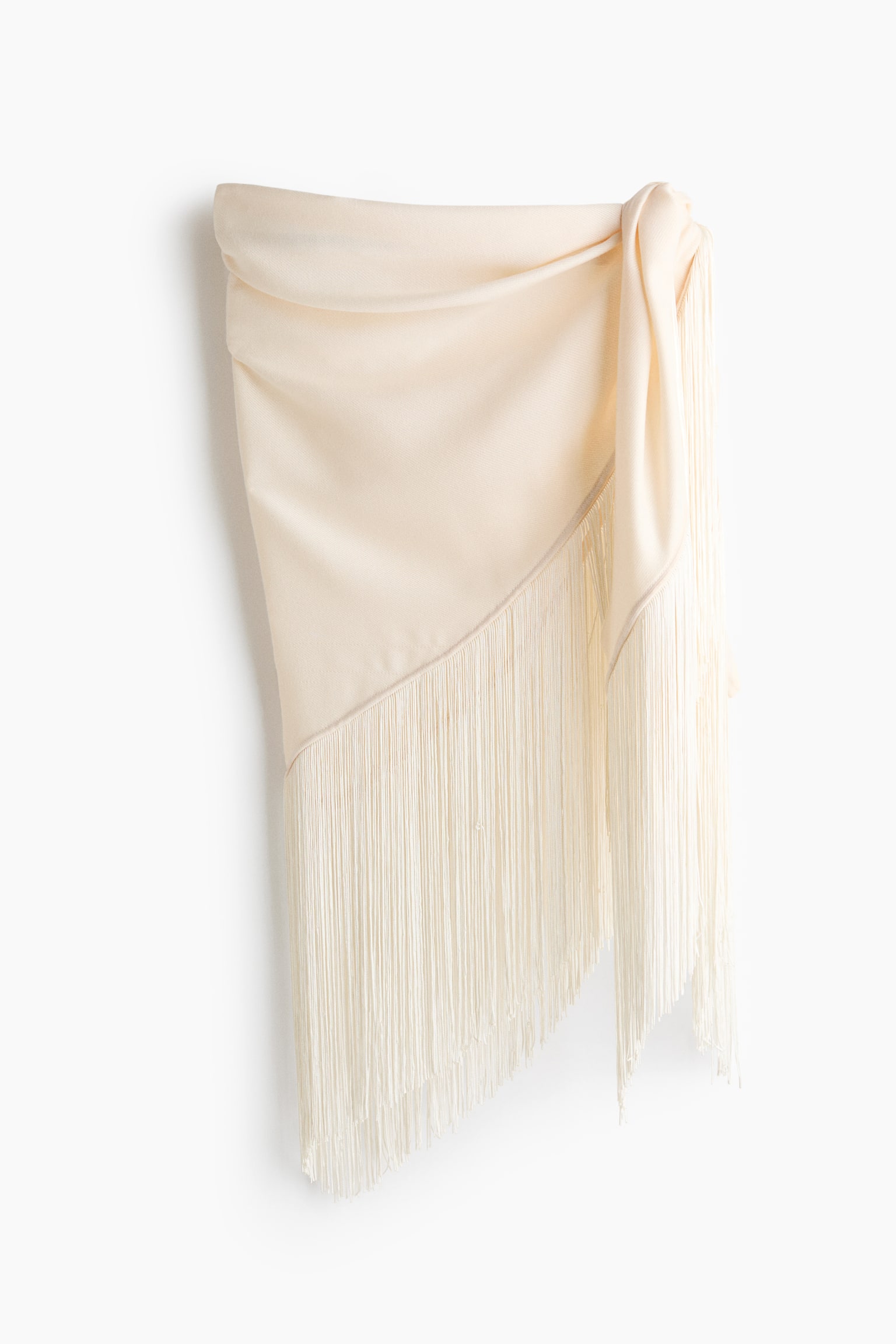 Fringe-trimmed scarf - Cream/Black - 2