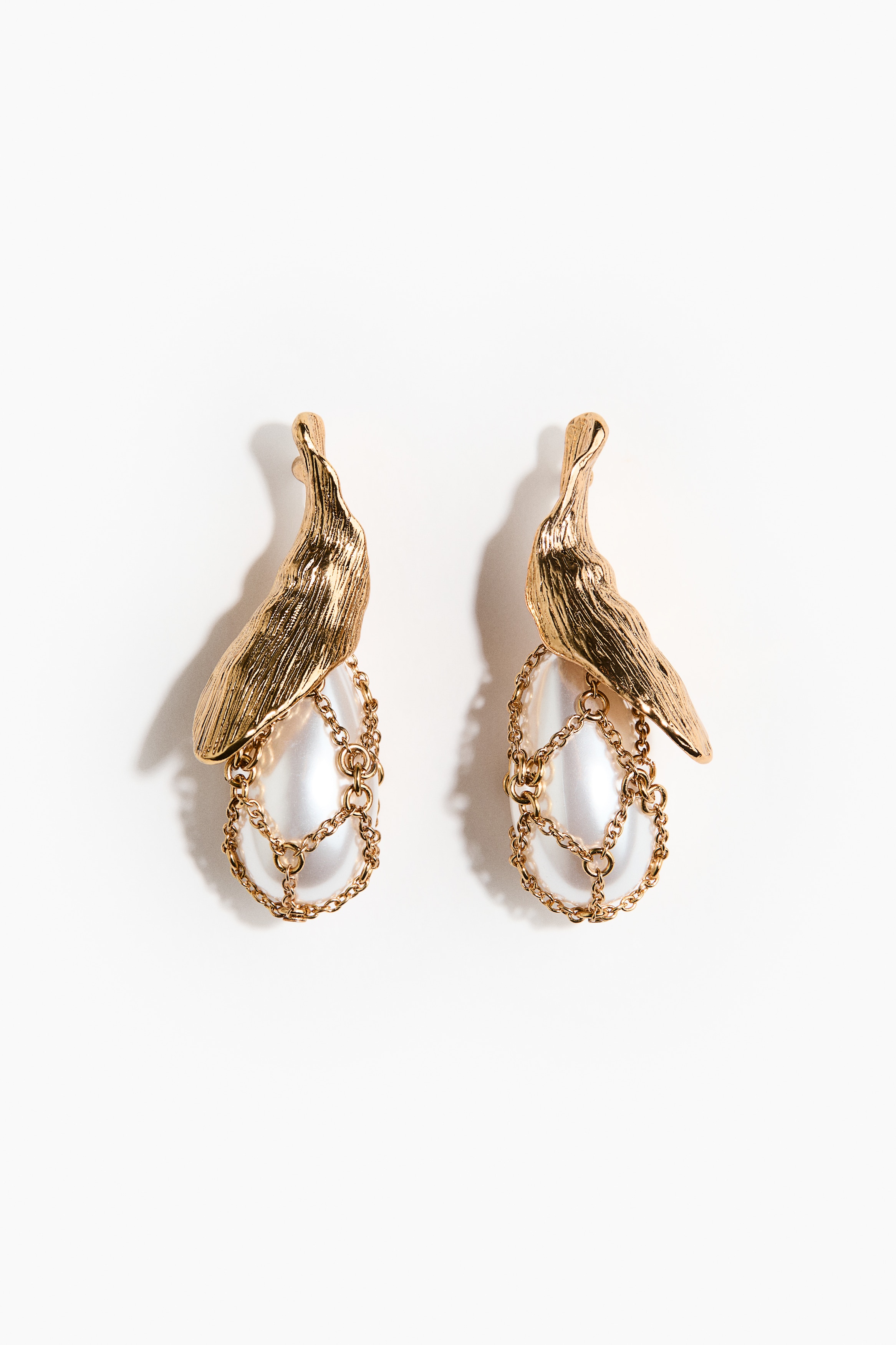 Bead-pendant earrings - Gold-coloured