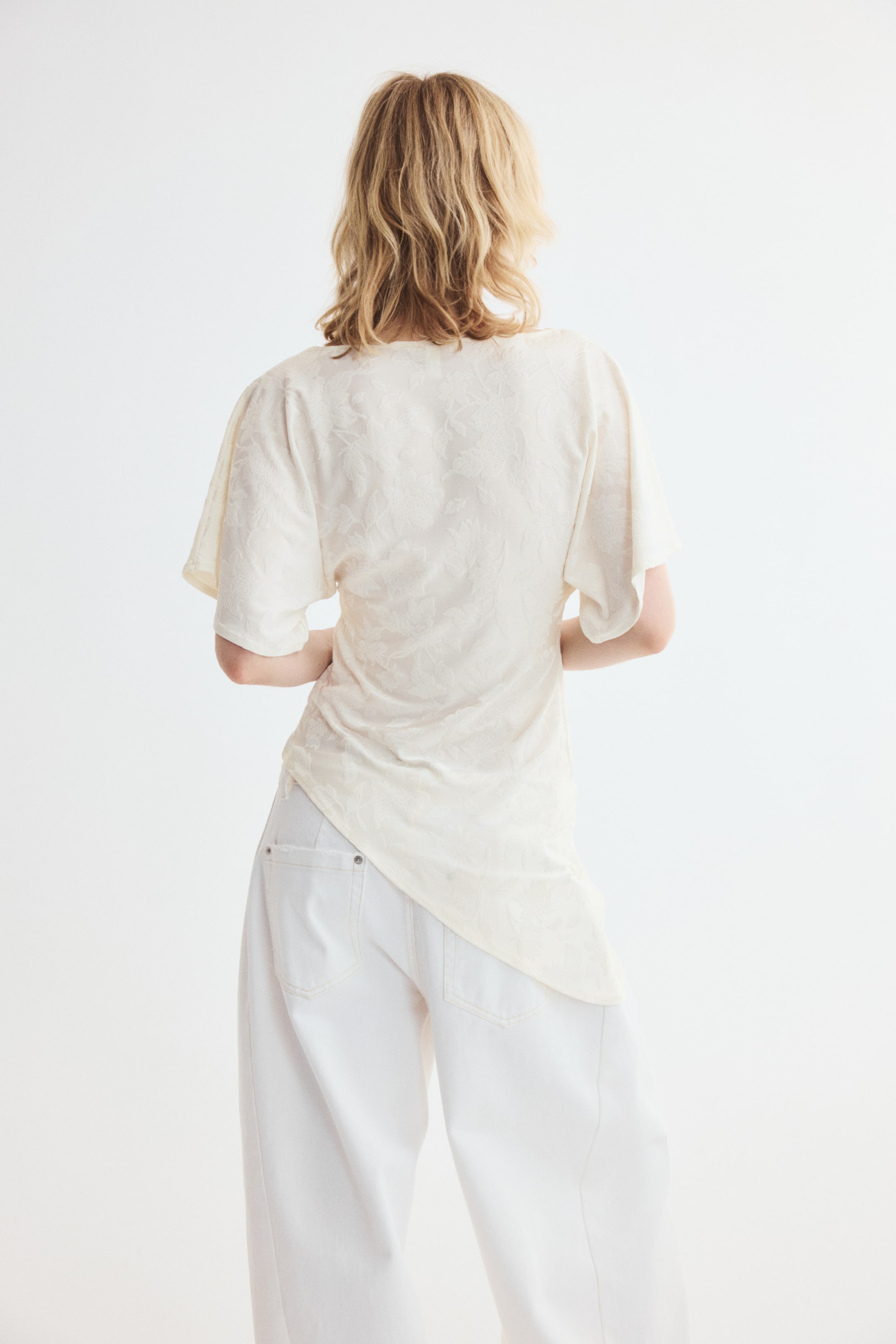 Asymmetric Jacquard-Jersey Top