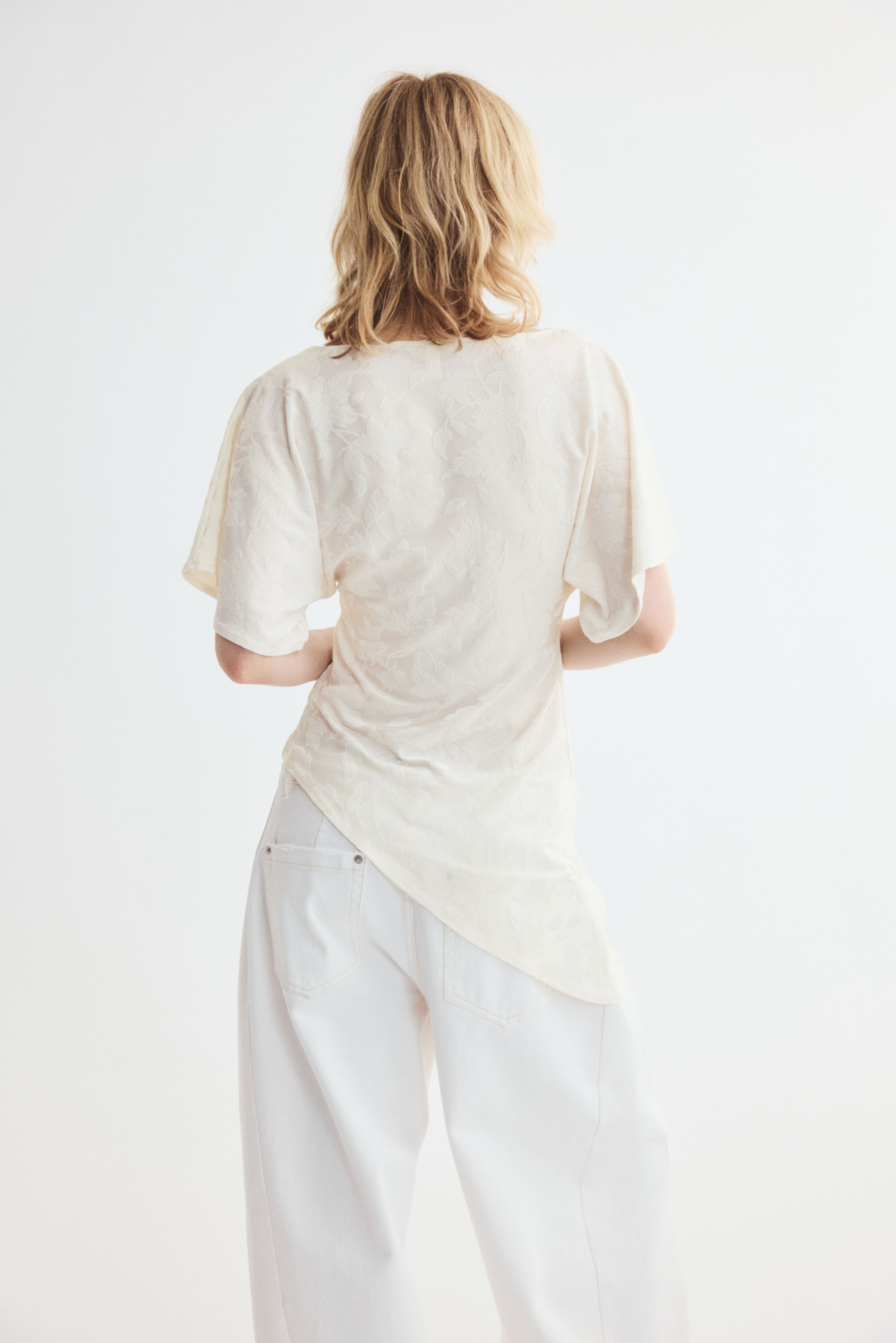 Asymmetric Jacquard-Jersey Top
