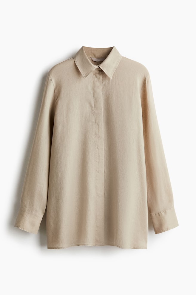 Linen Shirt - Beige/White/Light pink - 1