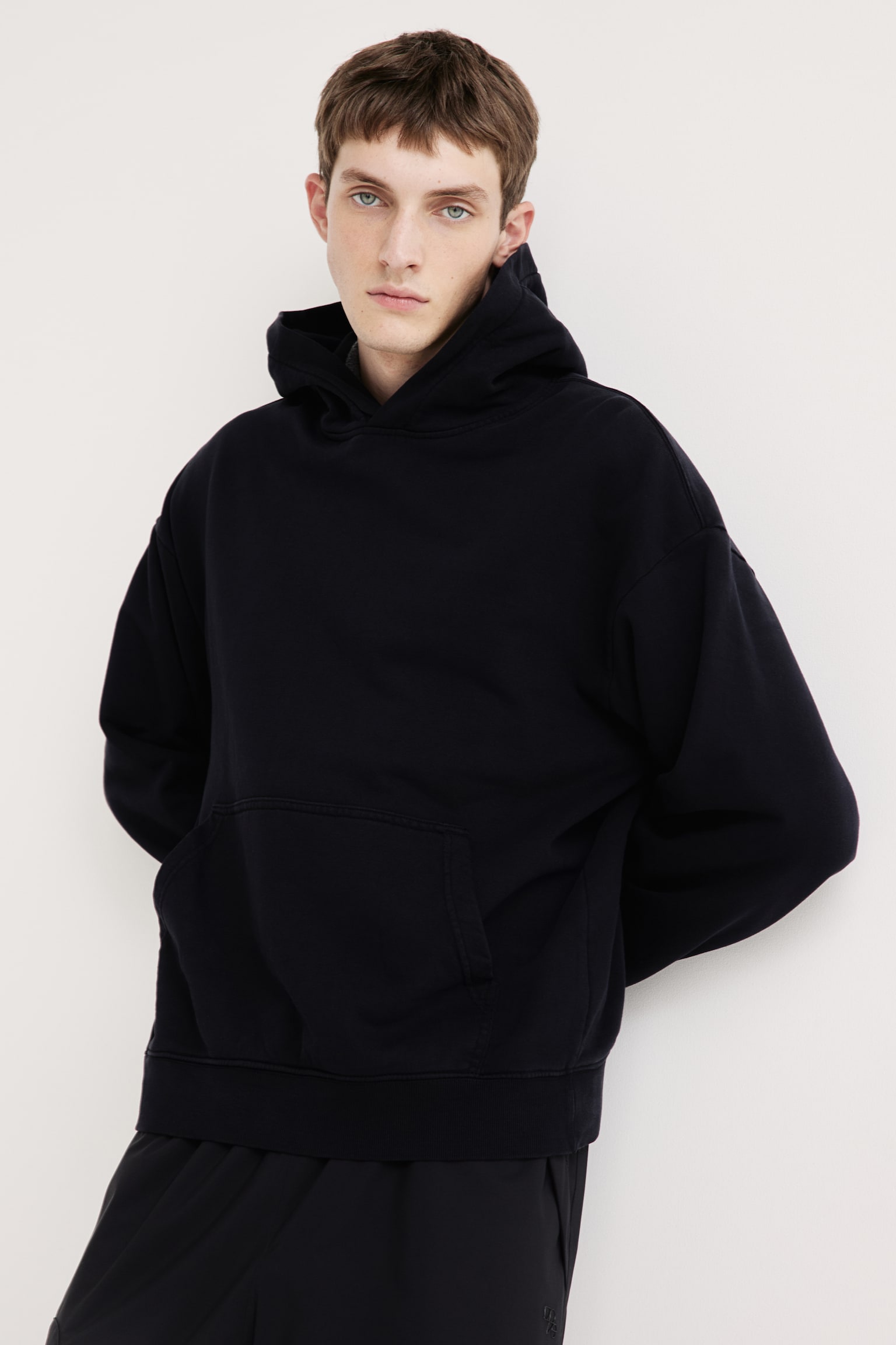 Loose Fit Washed hoodie - Black/Light beige/Dark brown - 1