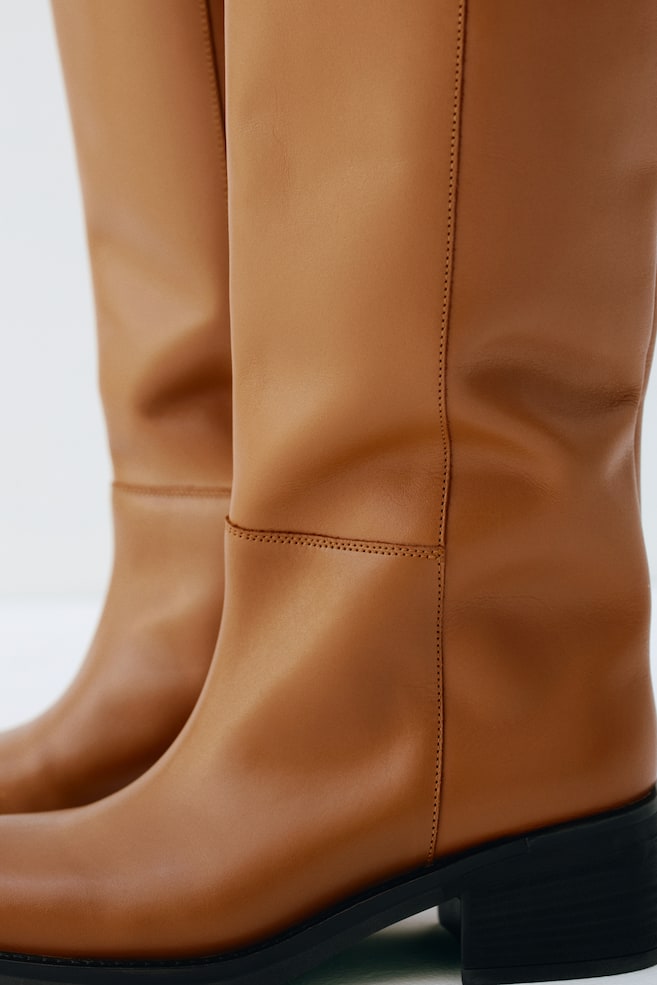 Leather Boots - Dark beige - 4