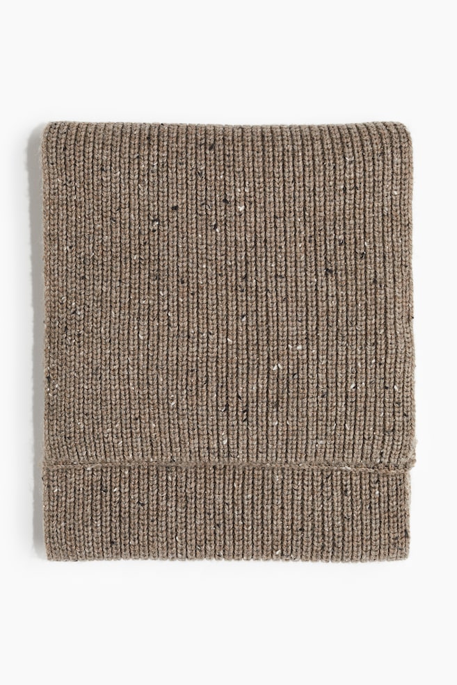 Rib-knit scarf - Greige/Nepped/Cream/Striped - 1