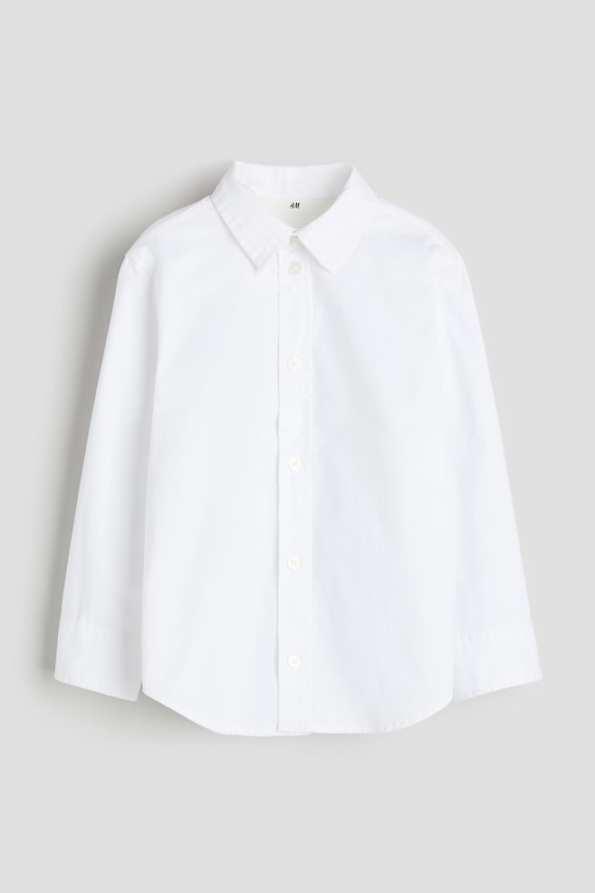 Chemise à manches longues en coton - Blanc/Bleu clair/Blanc/rayures noires/Beige/rayé/dc - 1