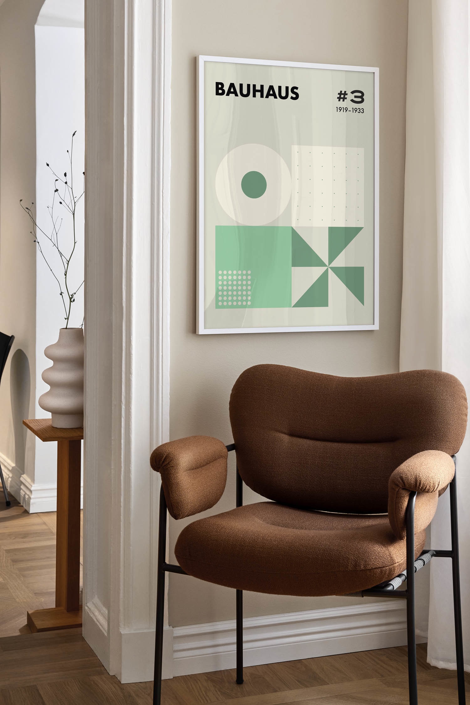 Bauhaus Geometry Green Plakat - Grøn/beige
