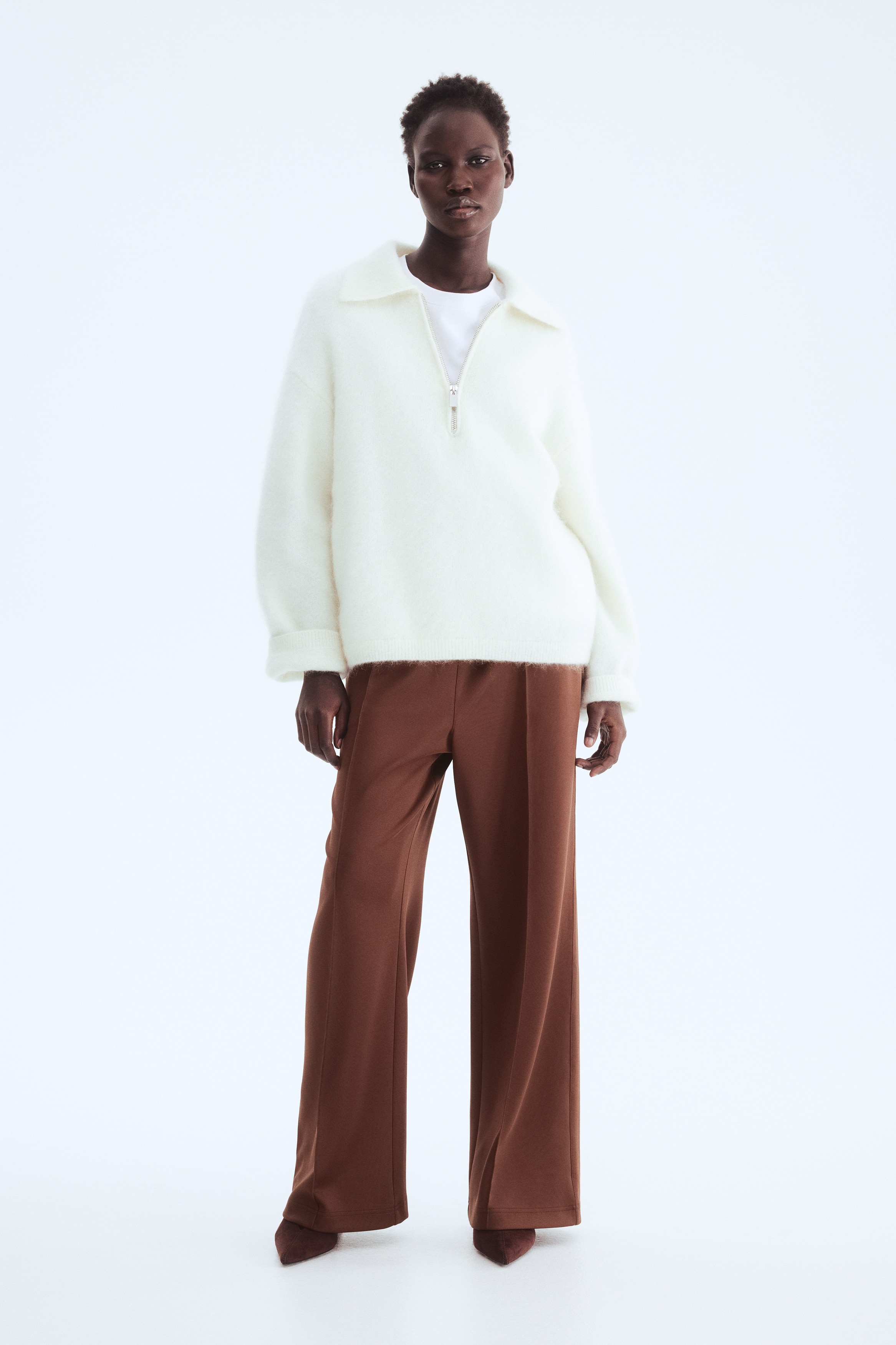 ボトムス House on the hill pants 90cm Women's Dusty rose Crease-Front Pull-On Pants | H&M US